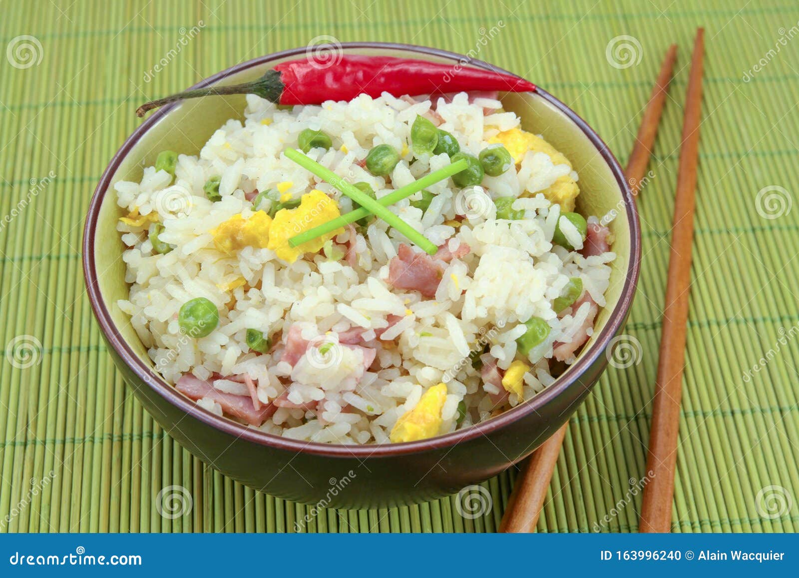 Bowl of Cantonese rice stock photo. Image of traditional 163996240