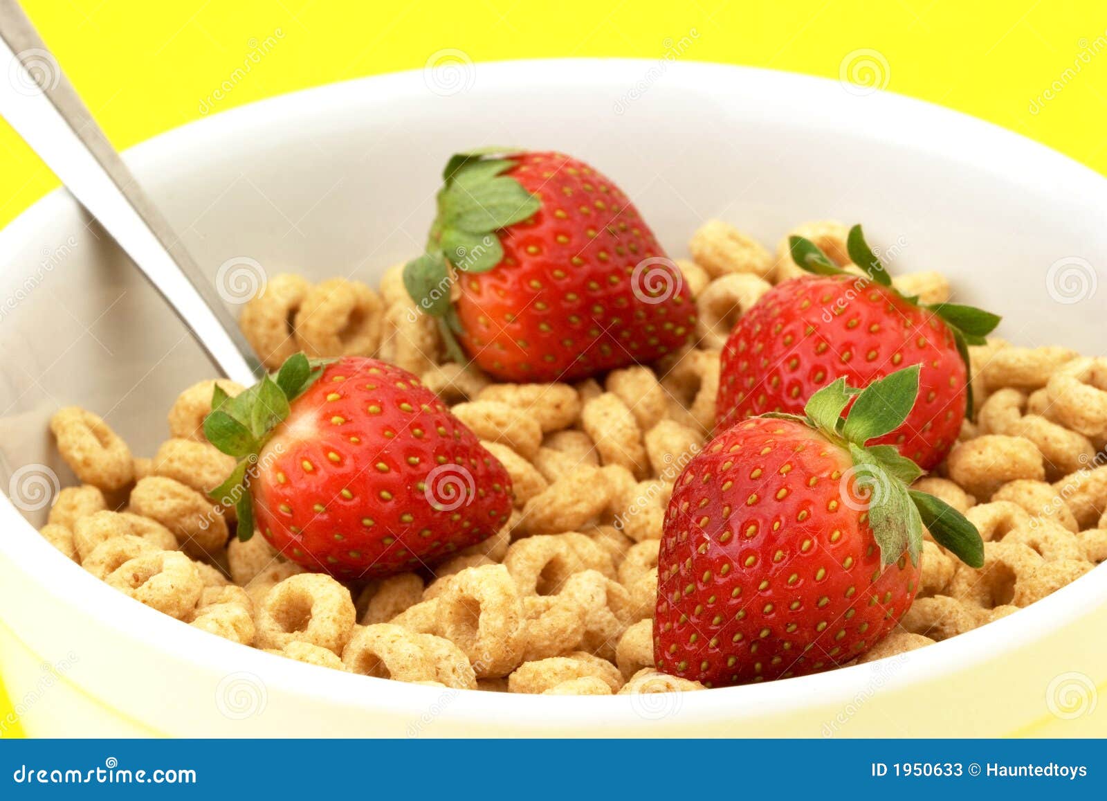 Bowl of Cereal with Strawberries Stock Image Image of cereal, green