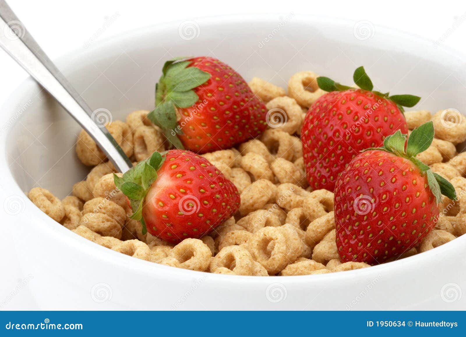 Bowl of Cereal with Strawberries Stock Photo Image of spoon