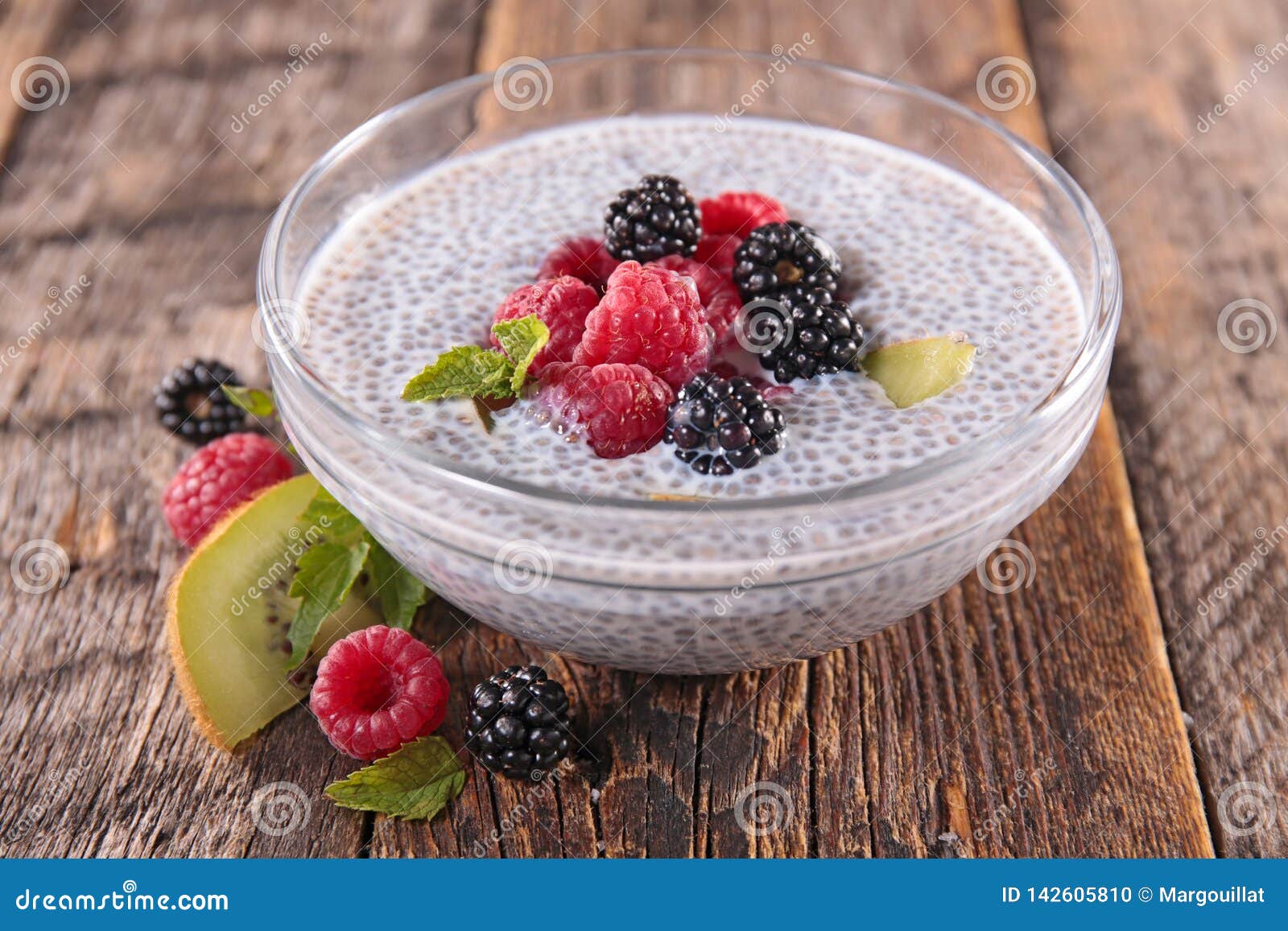 Chia pudding with fruits stock photo. Image of food 142605810