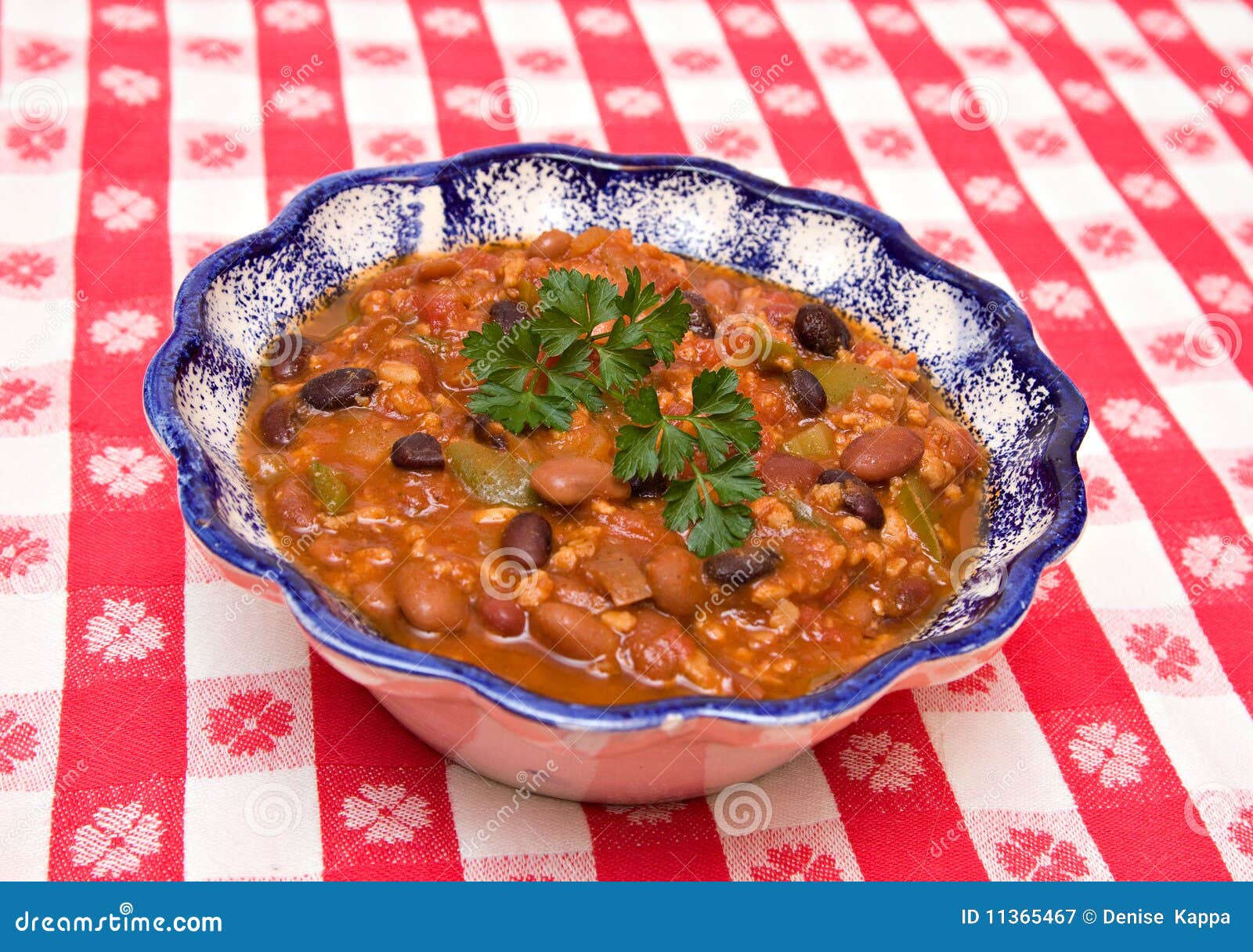 Bowl of Chili with Beans stock image. Image of tablecloth 11365467