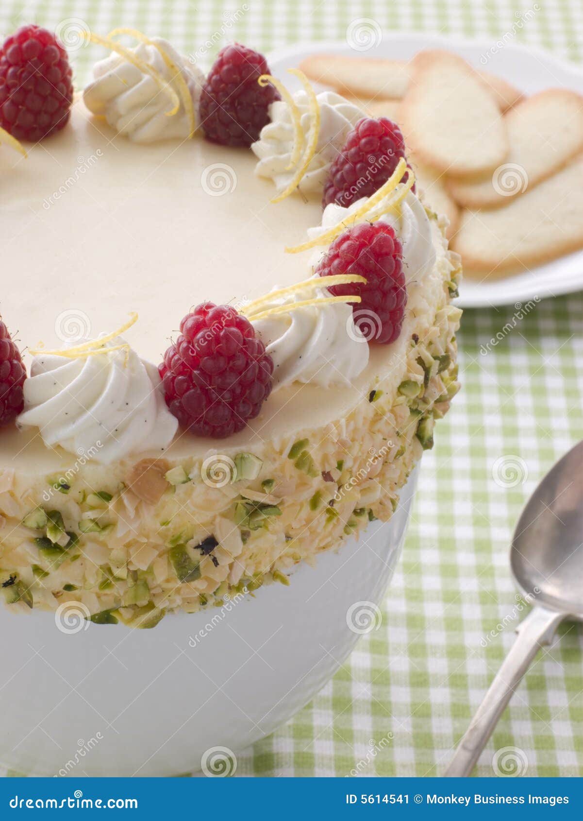 Bowl of Chilled Lemon Souffle with Biscuits Stock Image Image of