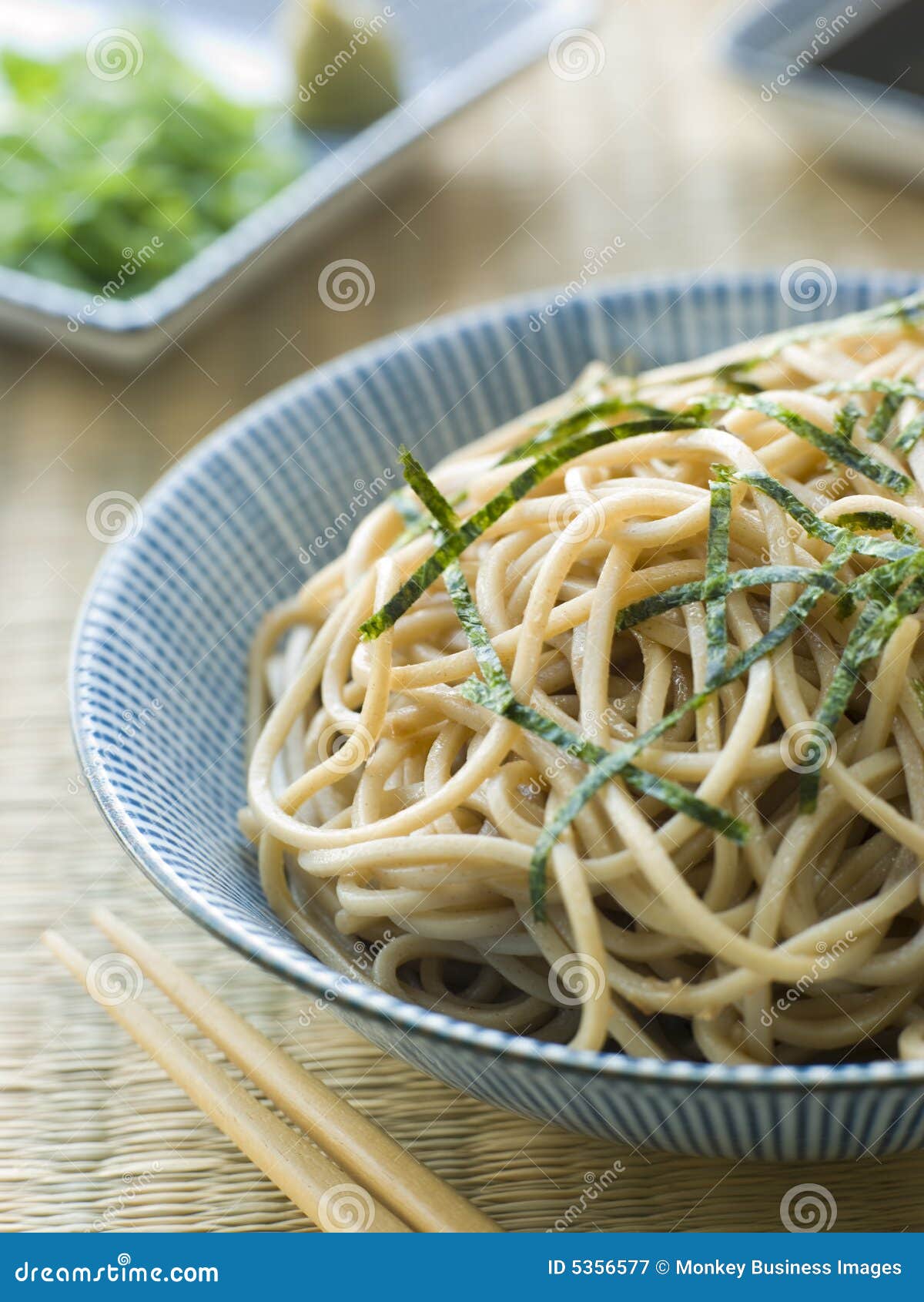 Bowl of Chilled Soba Noodles with Wasabi Stock Image Image of inside