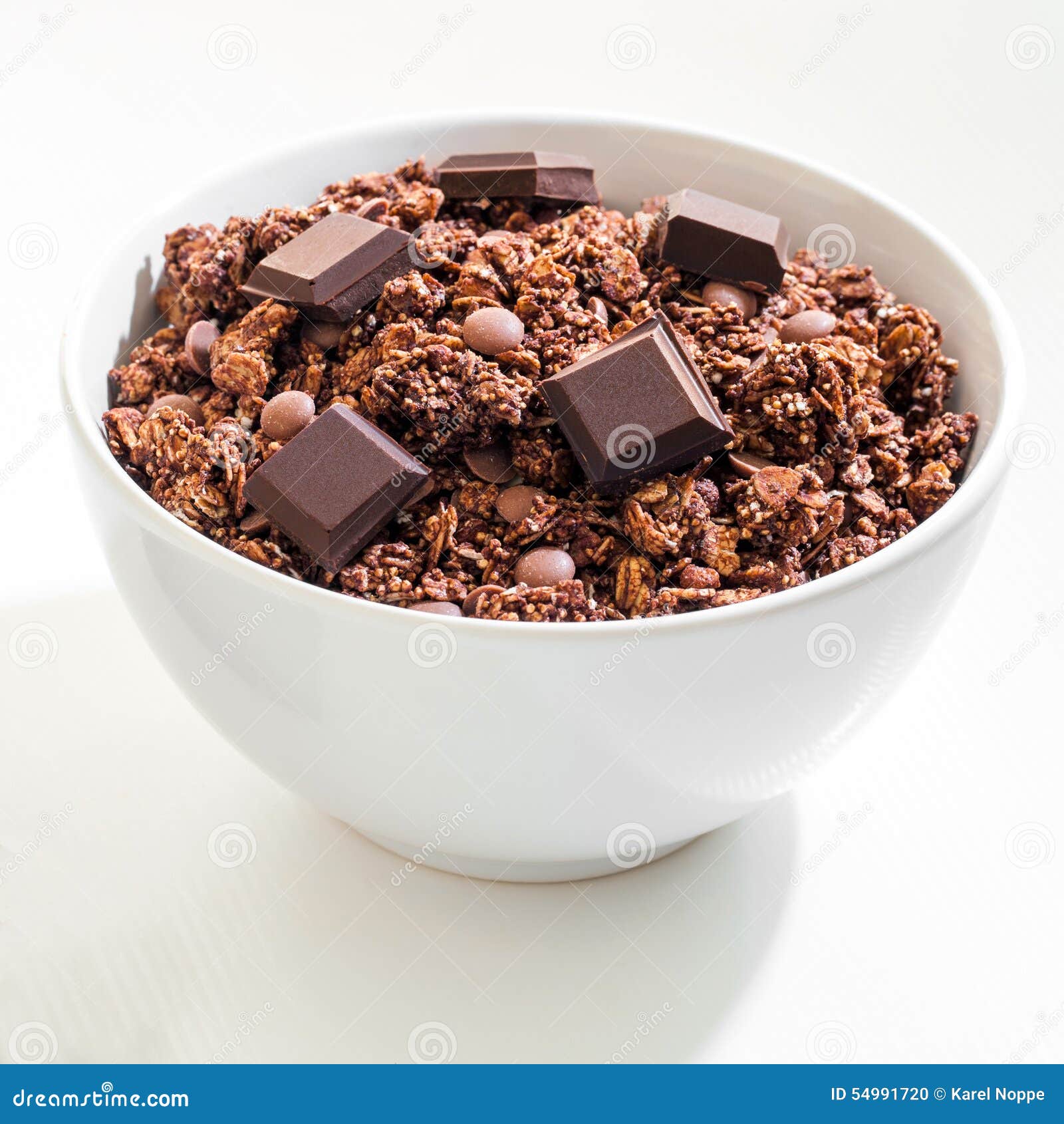 Bowl of chocolate muesli. stock photo. Image of crispy - 54991720
