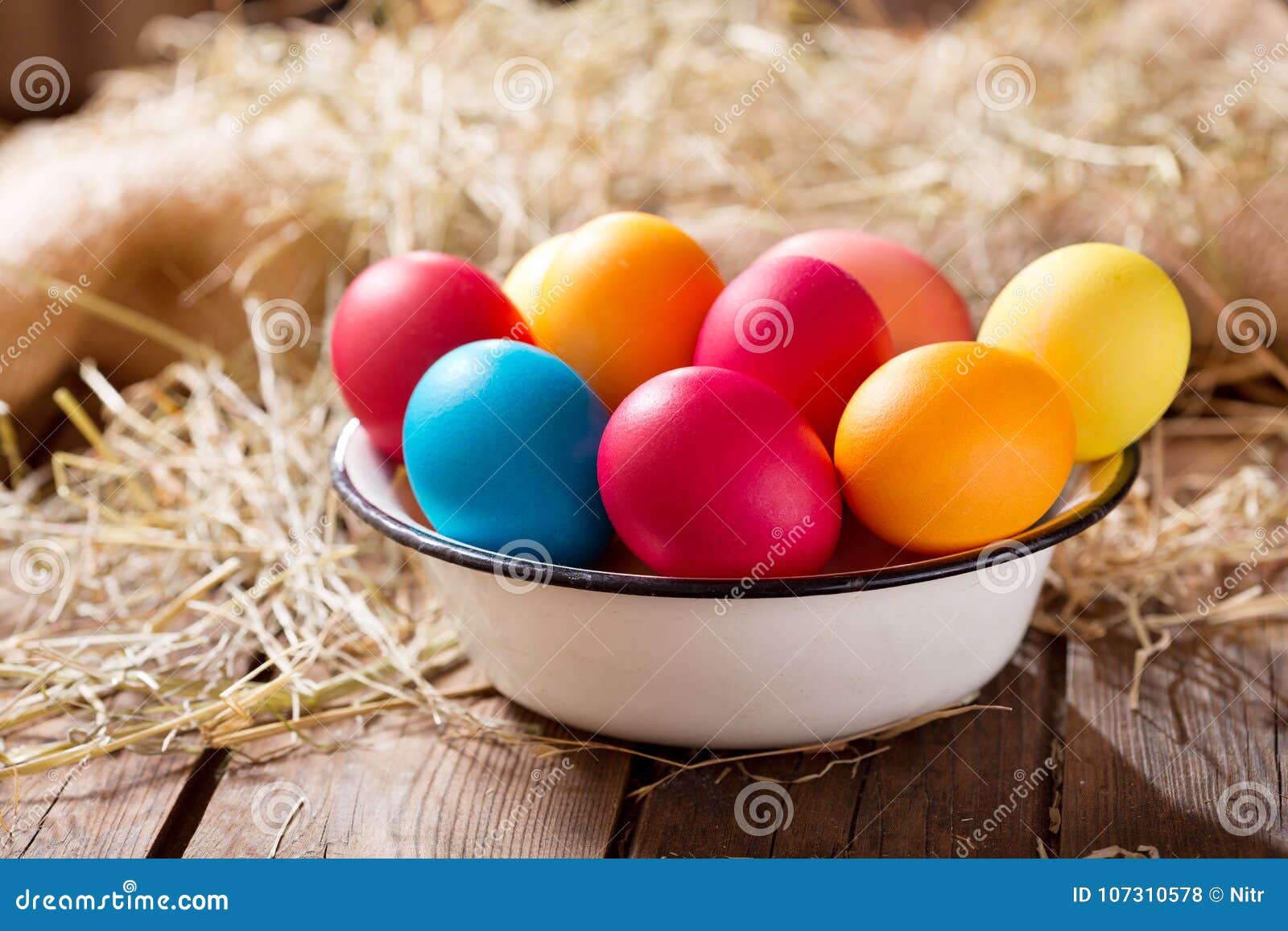 Bowl of Colorful Easter Eggs Stock Photo - Image of celebration, table ...