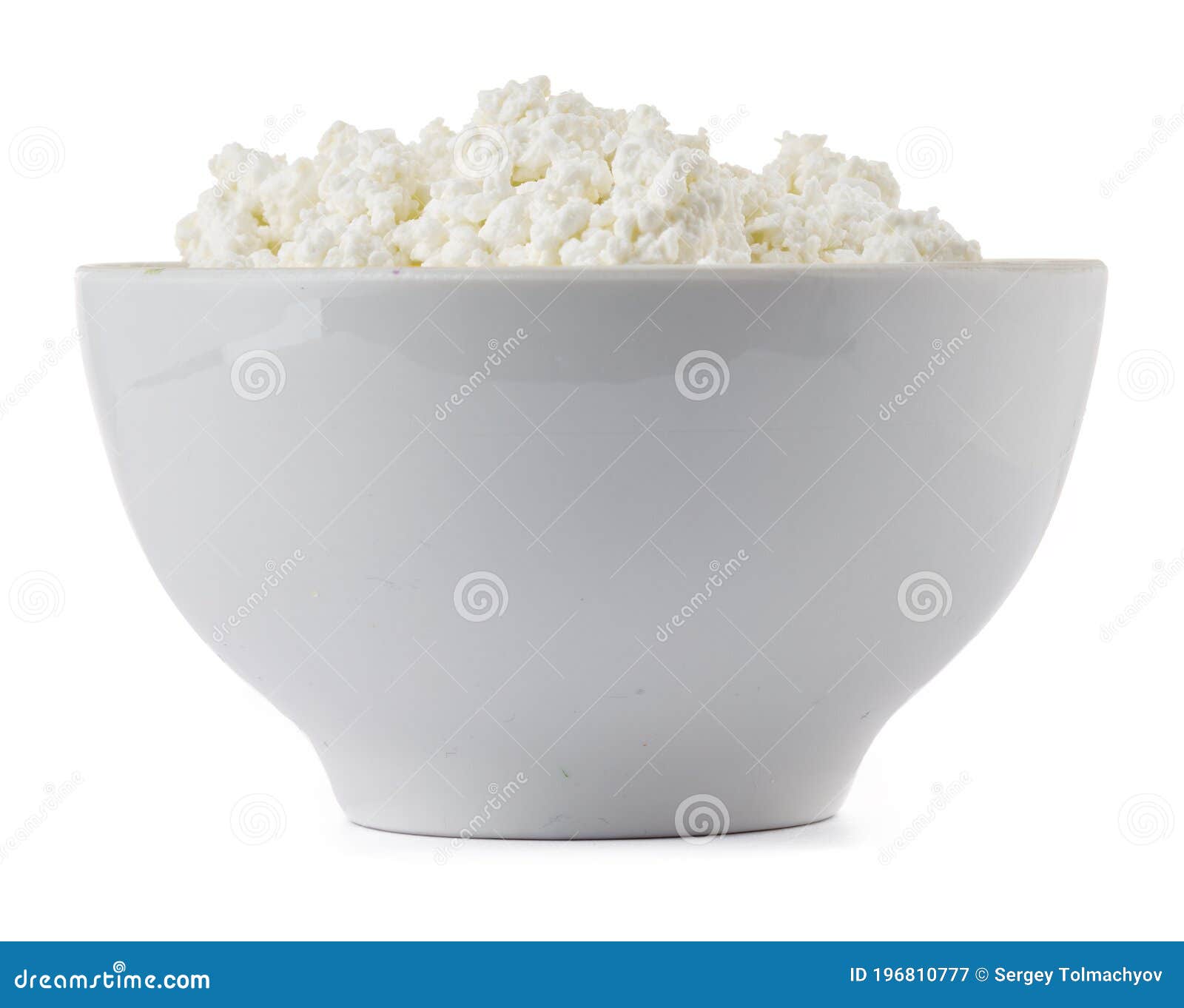 Bowl of Cottage Cheese Isolated on White Stock Image Image of cottage