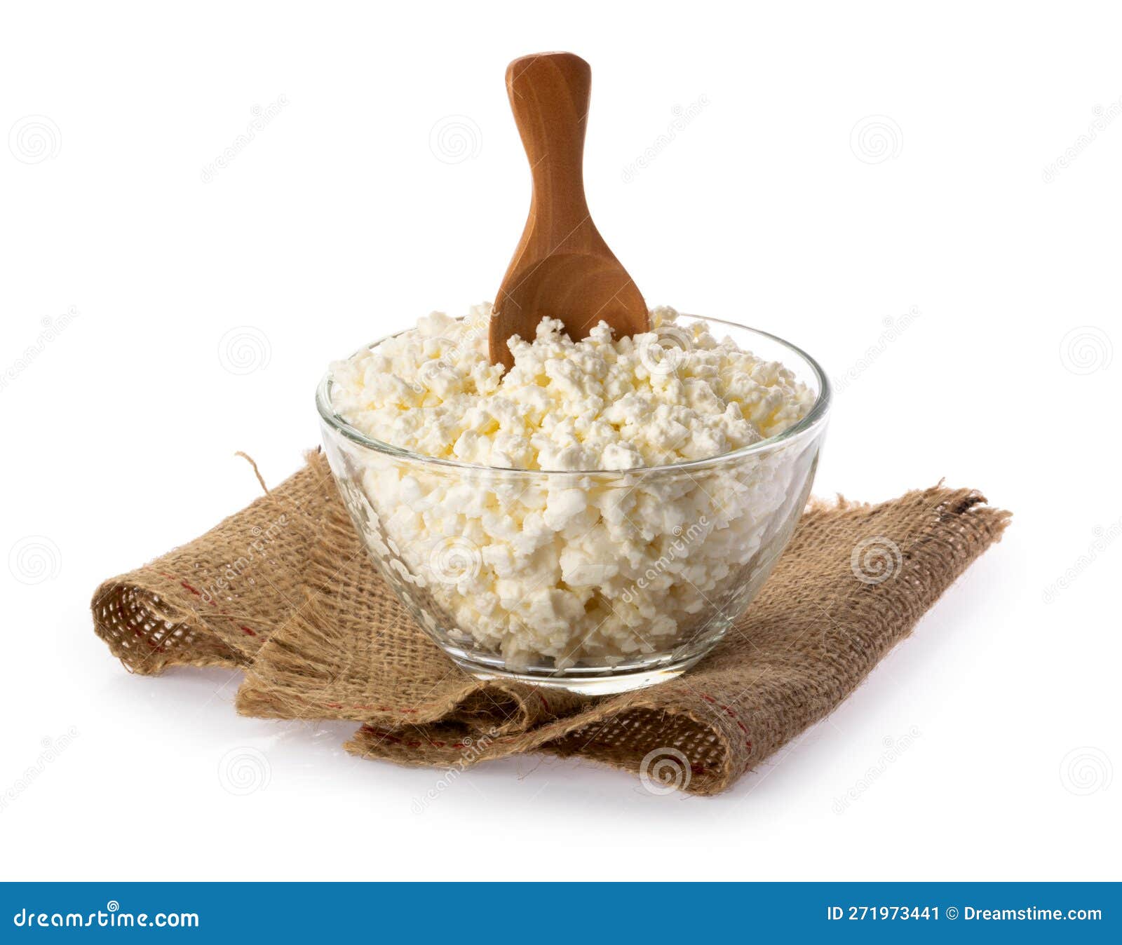 Bowl of Cottage Cheese Isolated on White Background Stock Image Image