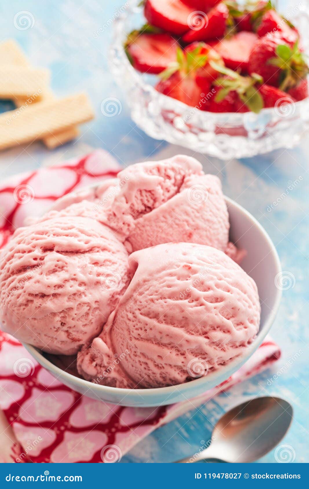 Bowl Of Creamy Artisanal Strawberry Ice-cream Stock Image - Image of ...