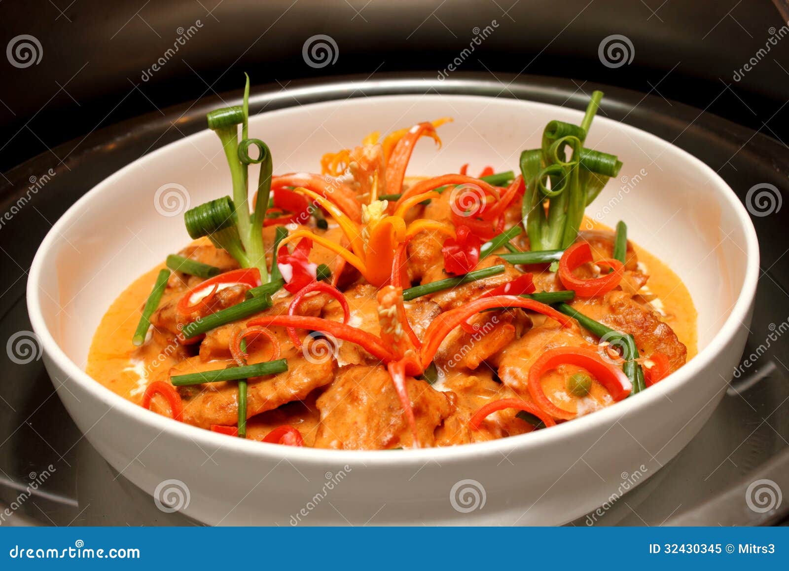 Bowl of Curry Chicken Cooked with Coconut Milk Stock Image Image of