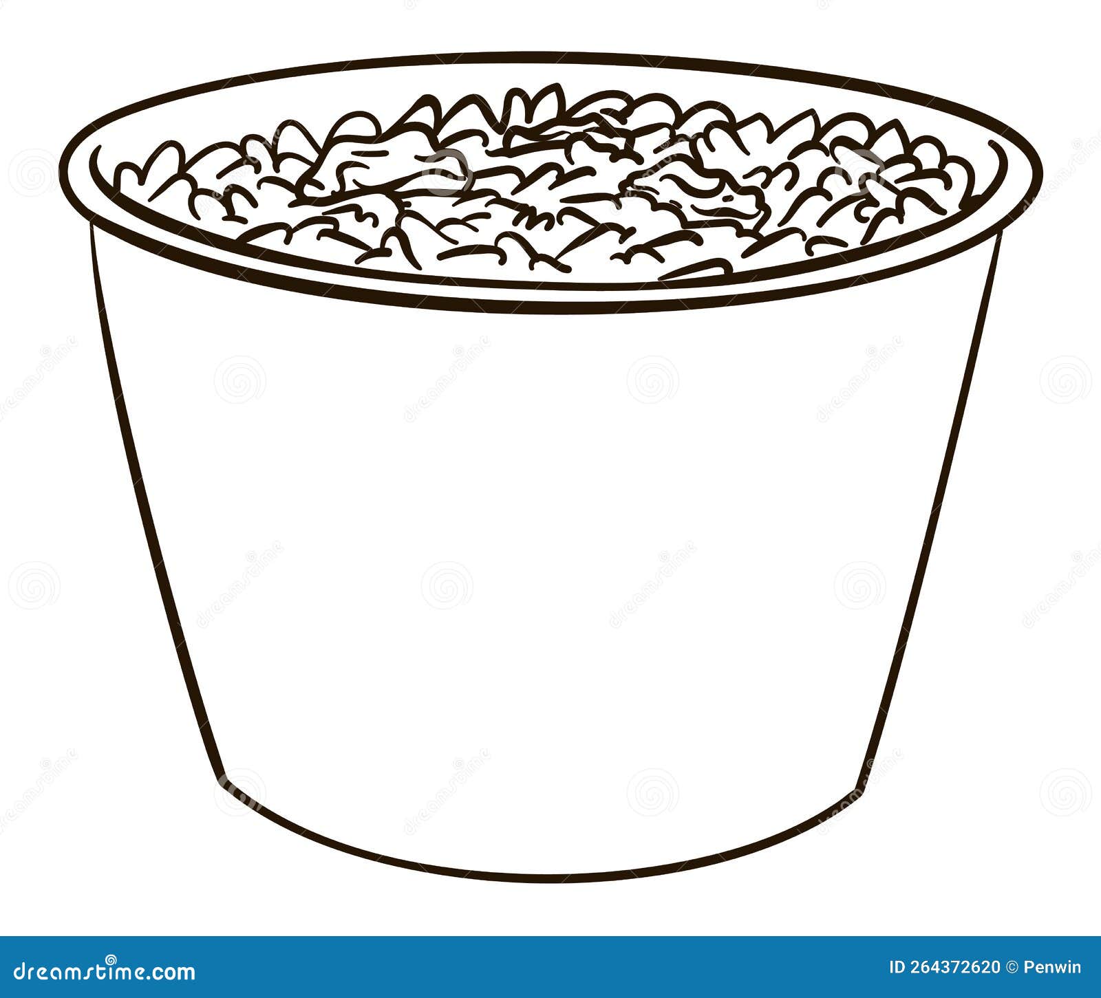 Bowl with Delicious Rice Pudding To Coloring, Vector Illustration Stock