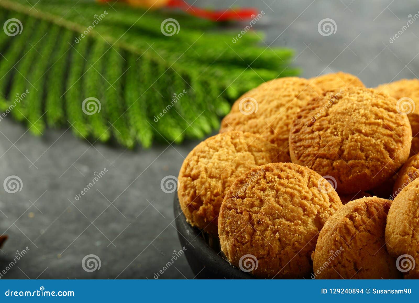 bowl of delicious vegan cookies.close up image