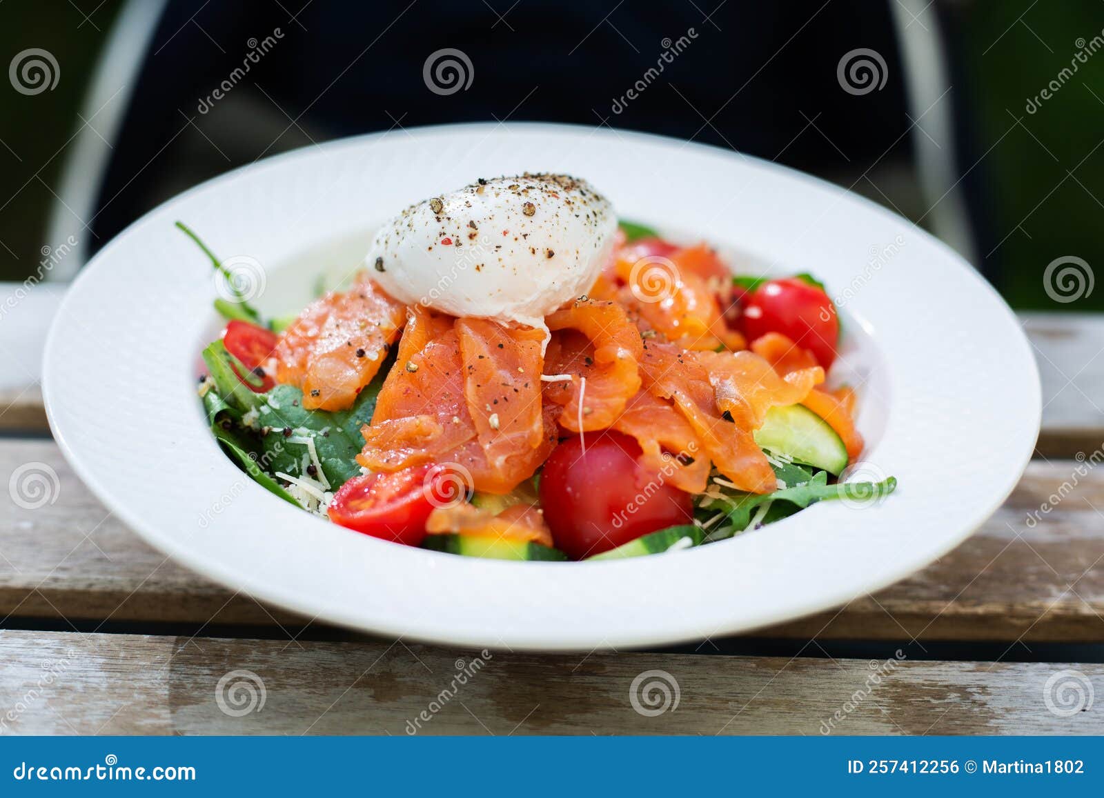Dish with Salmon and Poached Egg Stock Photo Image of snack, eating