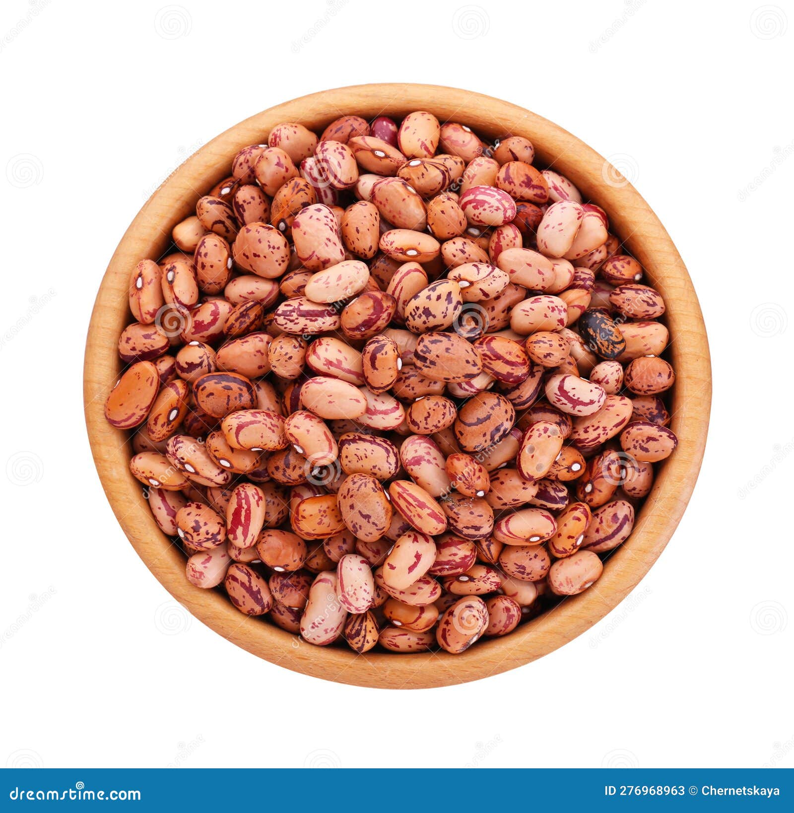 Bowl with Dry Kidney Beans Isolated on White, Top View Stock Image