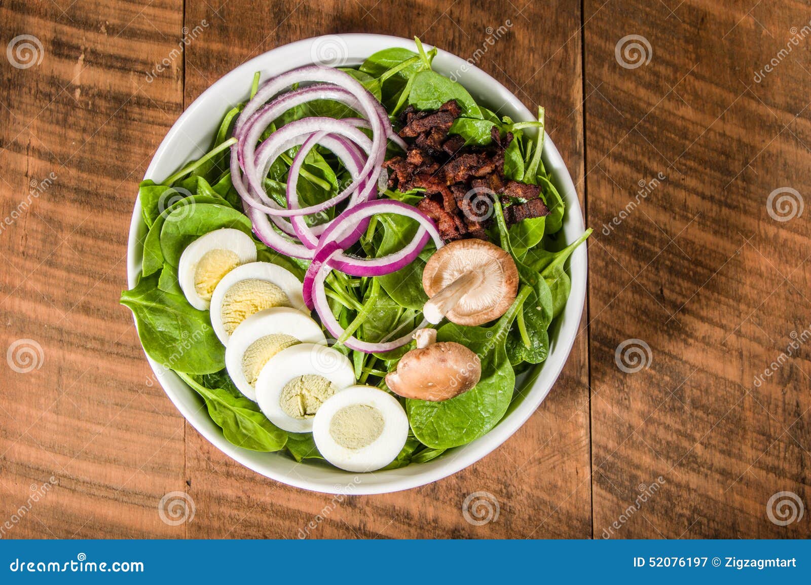 Bowl of Egg and Spinach Salad Stock Image Image of nutrition