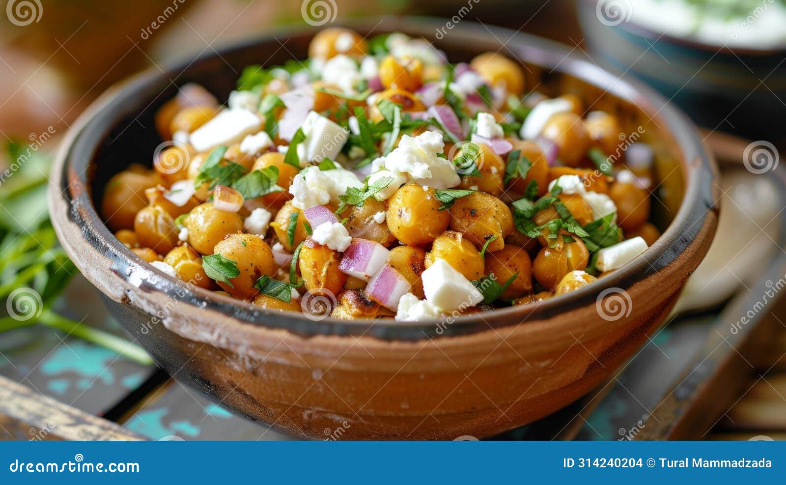 bowl of food topped with garnish