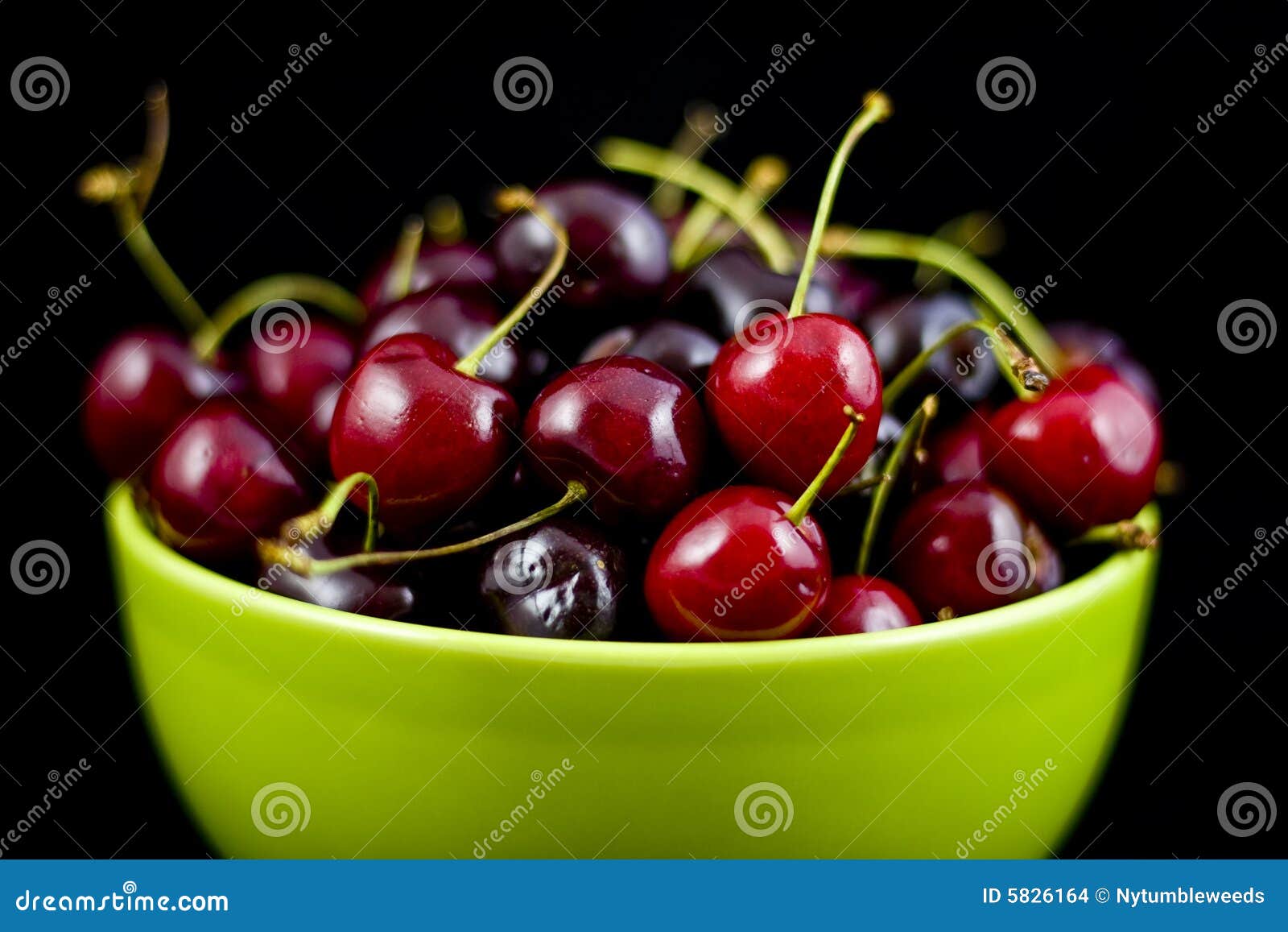 Bowl of Fresh Bing Cherries Stock Photo Image of isolated, black 5826164