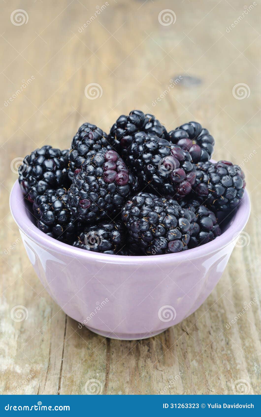 Bowl Of Fresh Blackberries On A Wooden Background Stock Image - Image ...