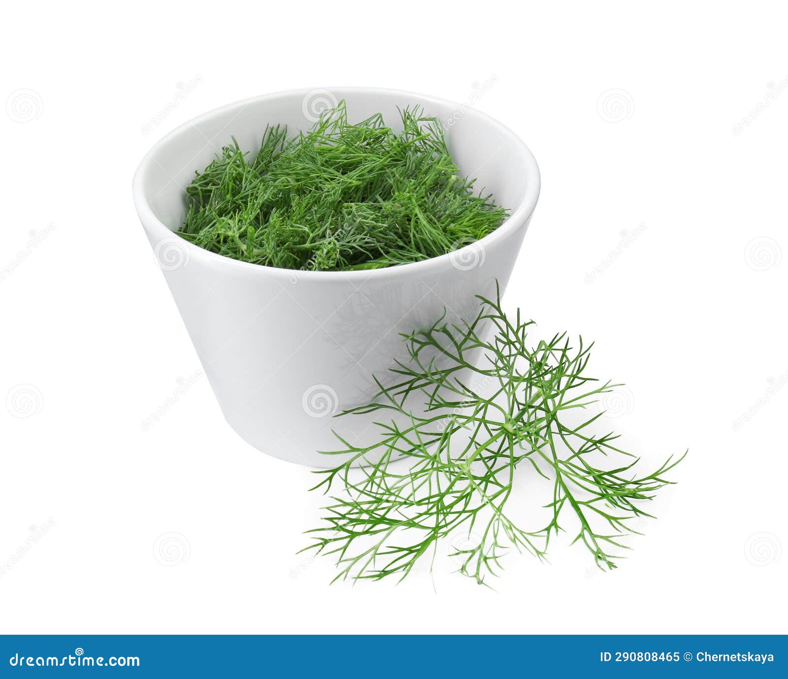Bowl of Fresh Dill Isolated on White Stock Image Image of dill