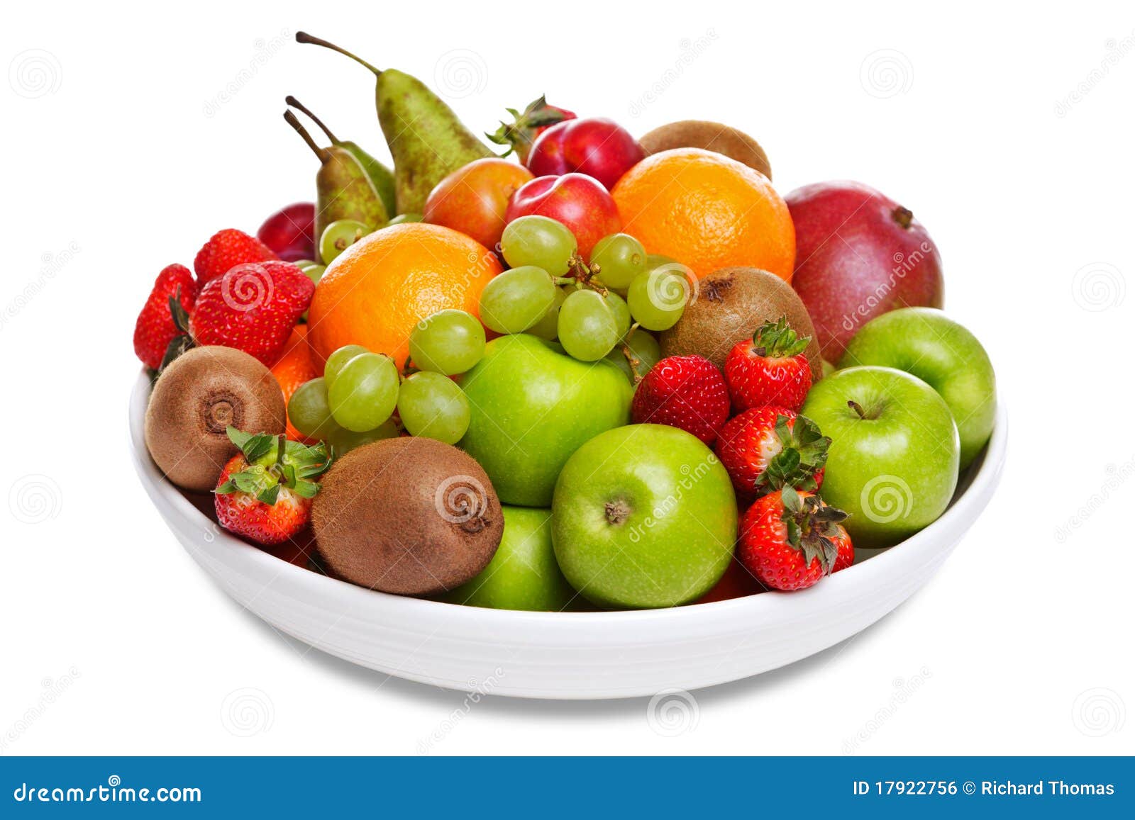  Bowl Of Fresh Fruit Isolated On White Stock Photo Image 