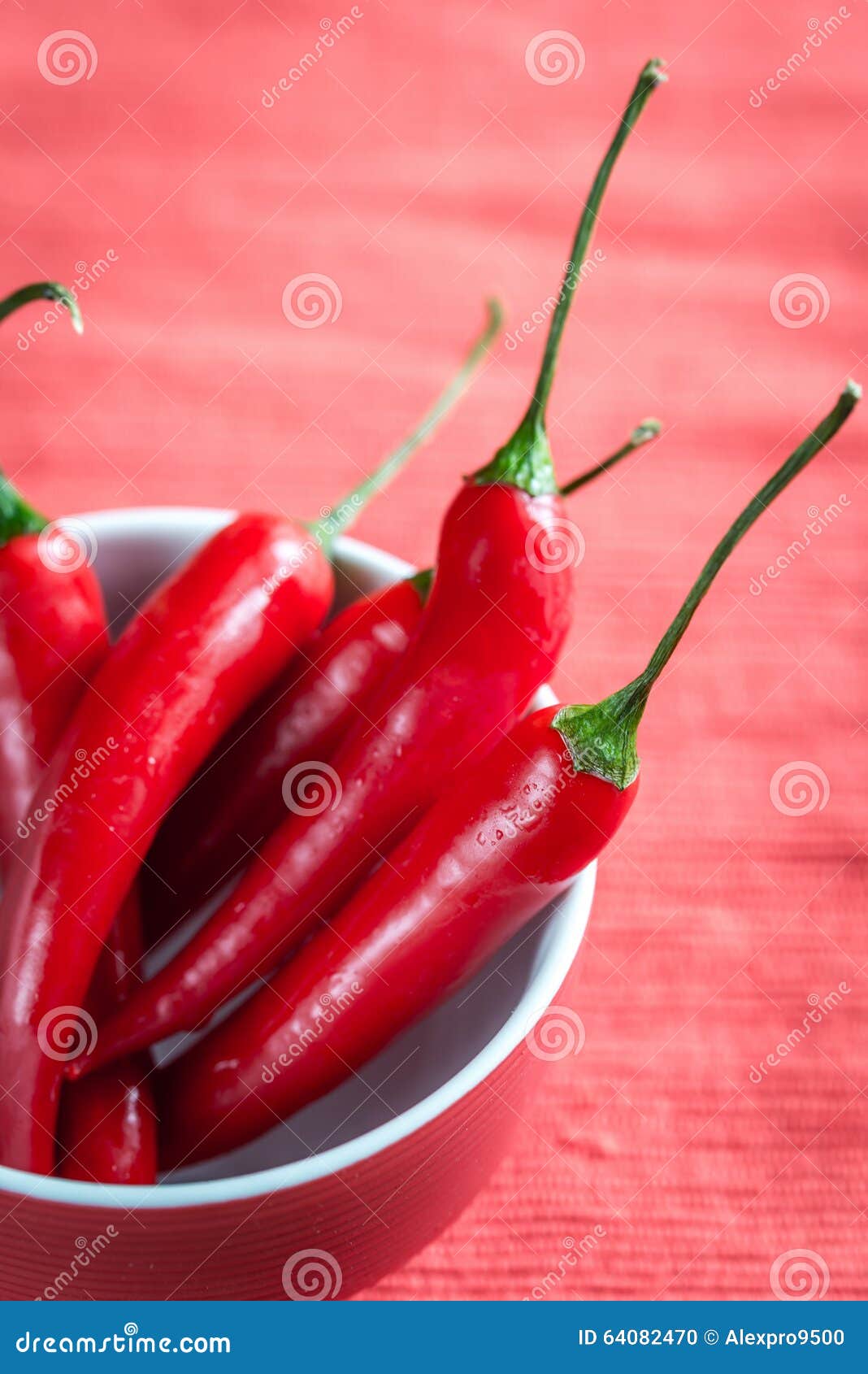 Bowl of Fresh Red Chili Peppers Stock Photo Image of food, full 64082470