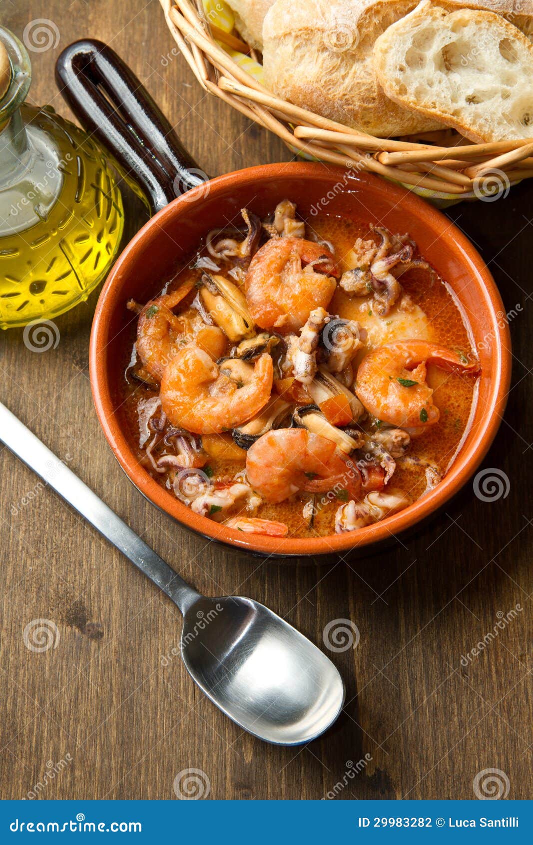 Seafood soup stock photo. Image of scallop, shrimp, basil - 29983282