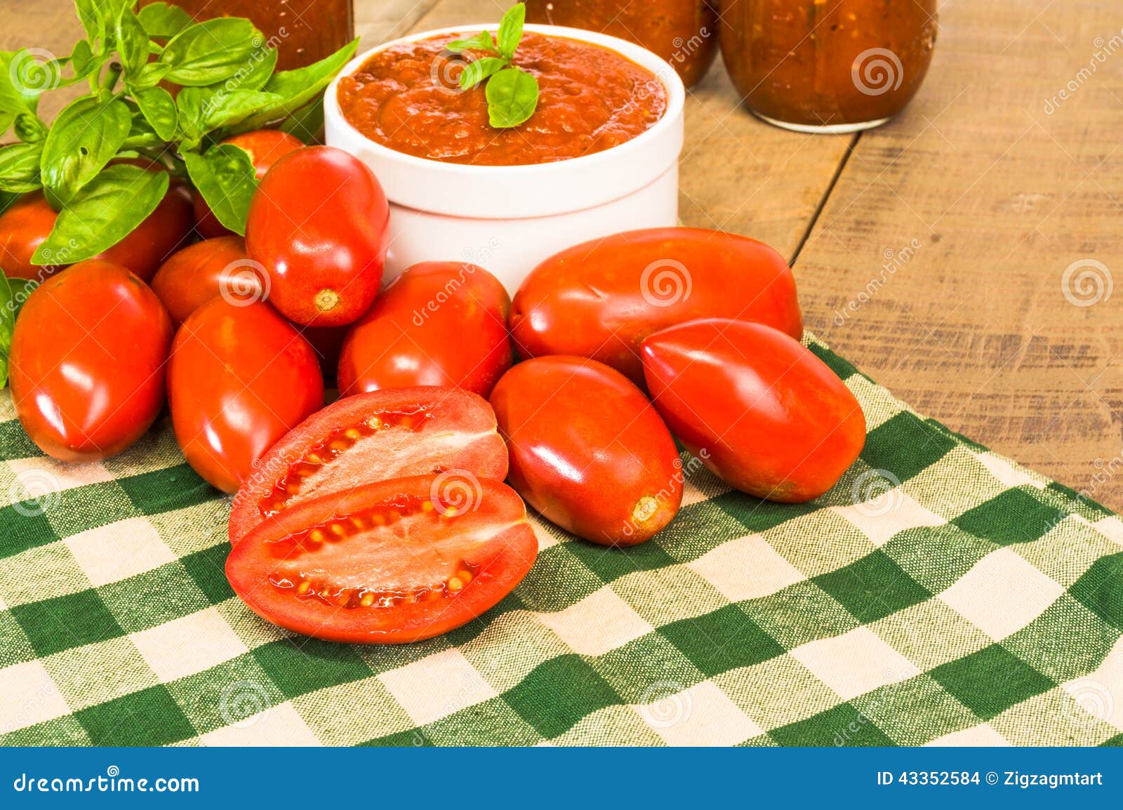 Bowl of Fresh Tomato Sauce with Basil Stock Photo Image of canning