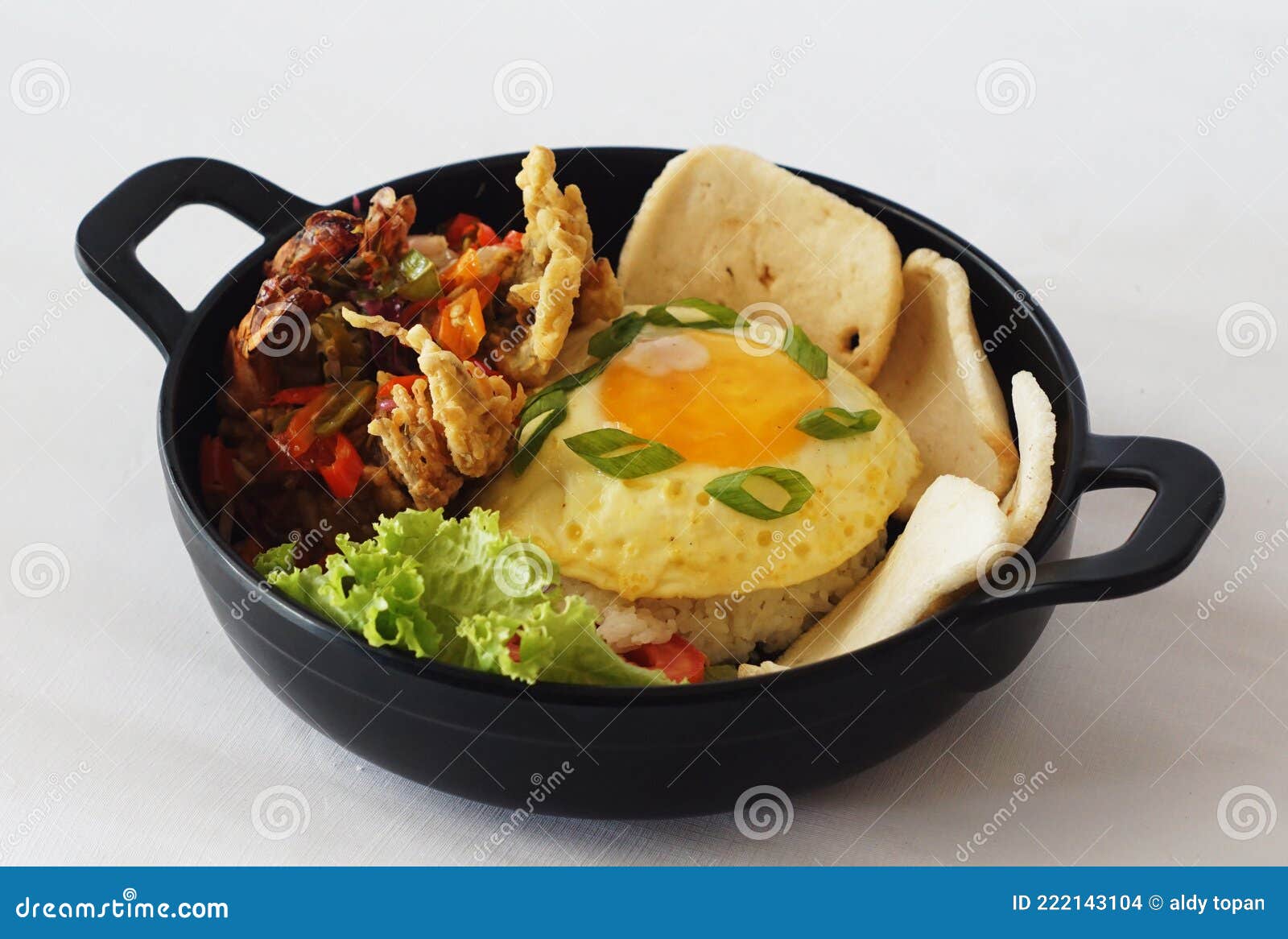 Bowl Fried Rice with Egg and Crispy Chicken Stock Photo Image of fried, chicken 222143104