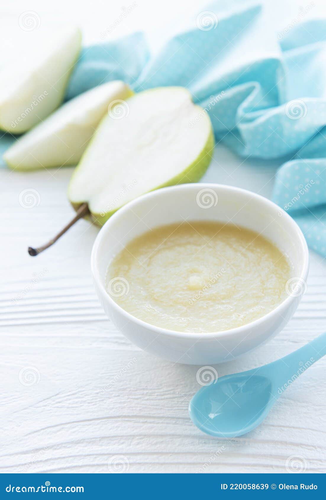 Bowl with Fruit Baby Food and Pears Stock Image Image of food, dinner