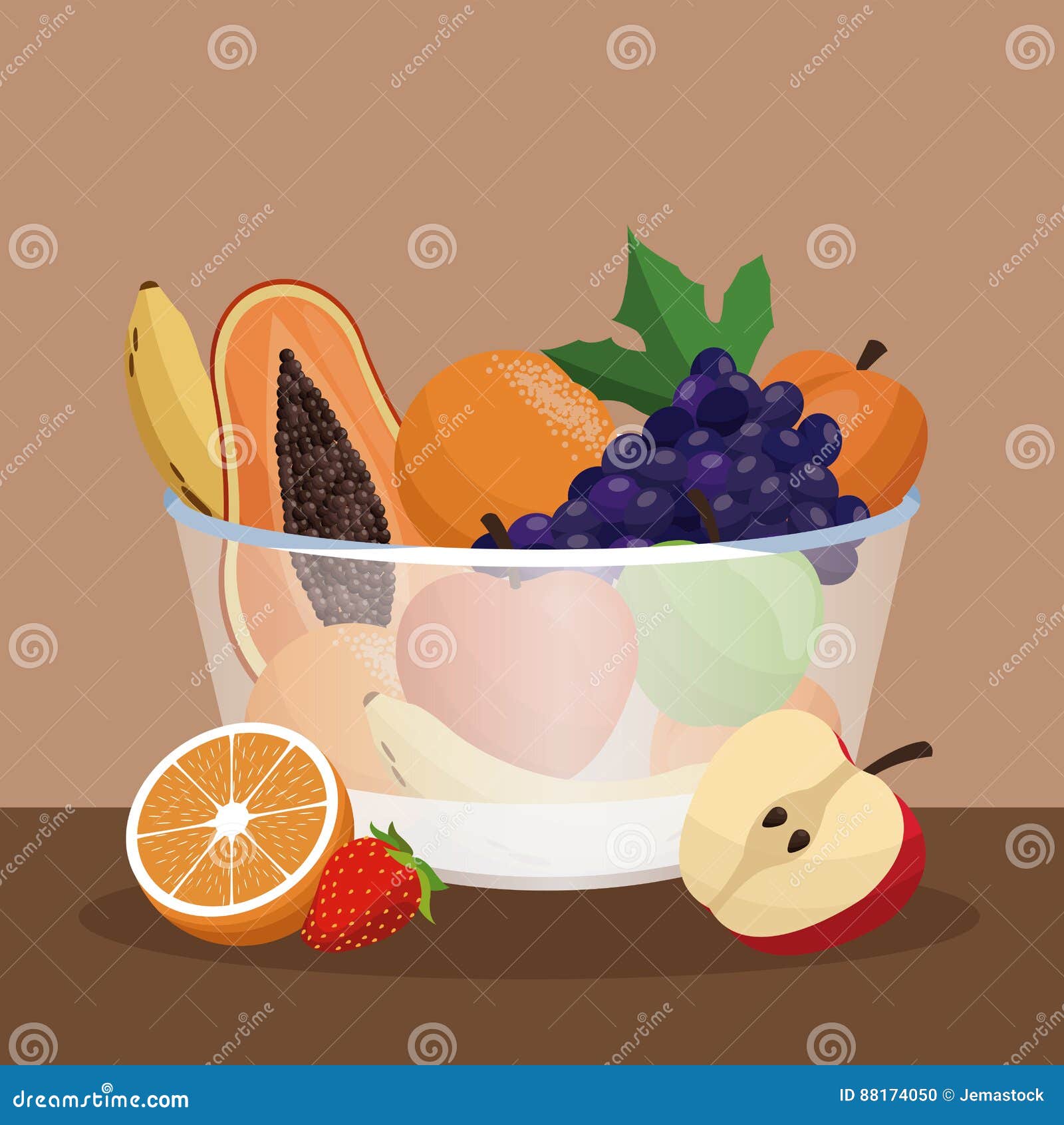 Bowl fruit fresh organic stock illustration. Illustration of healthy