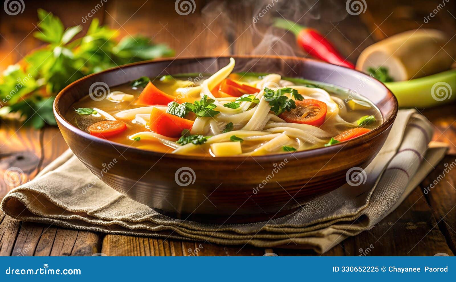 a bowl of golden sunshine: a warm and inviting depiction of chicken noodle soup  ai generated