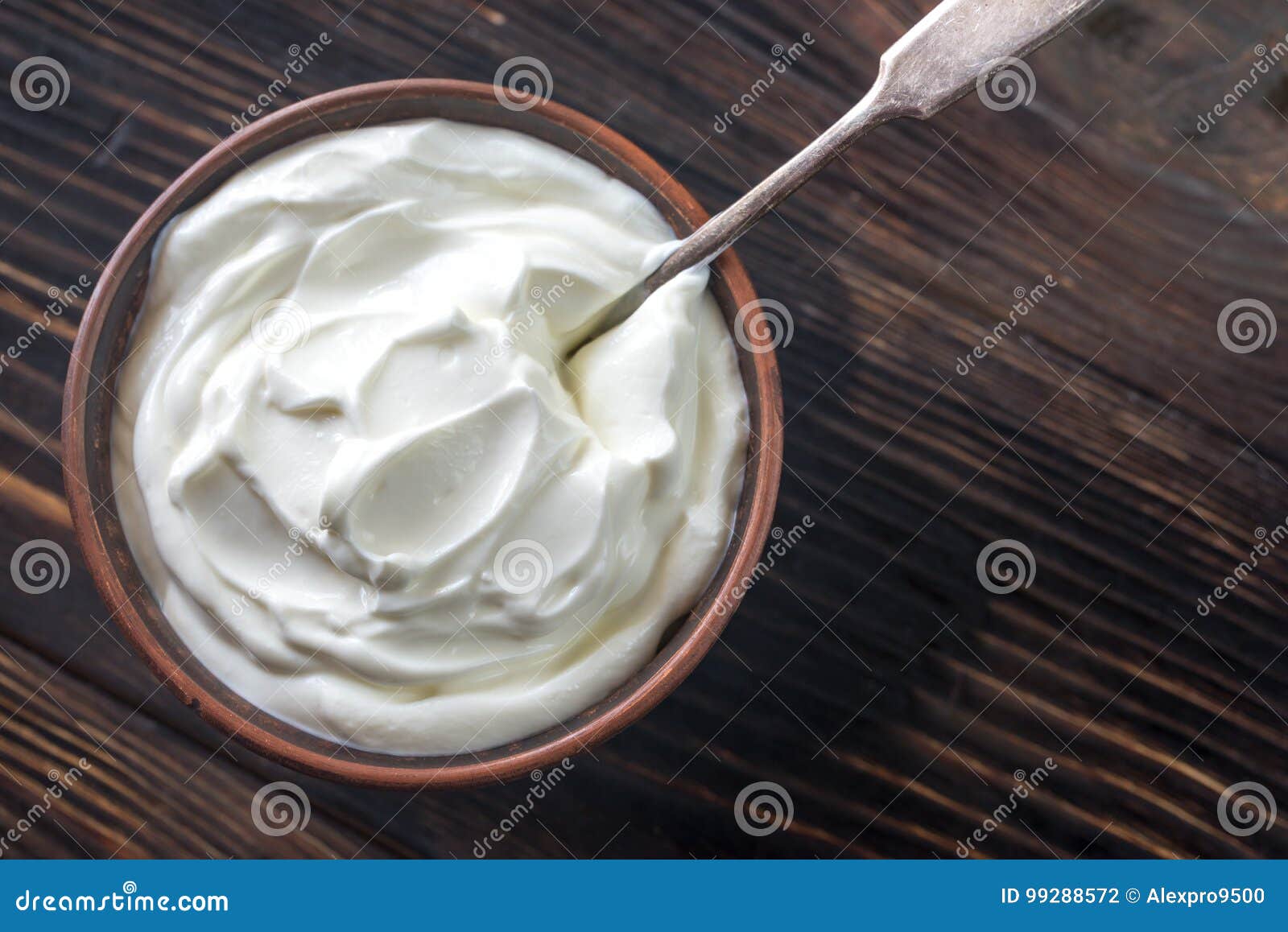 Bowl of Greek yogurt stock photo. Image of fraiche, board - 99288572
