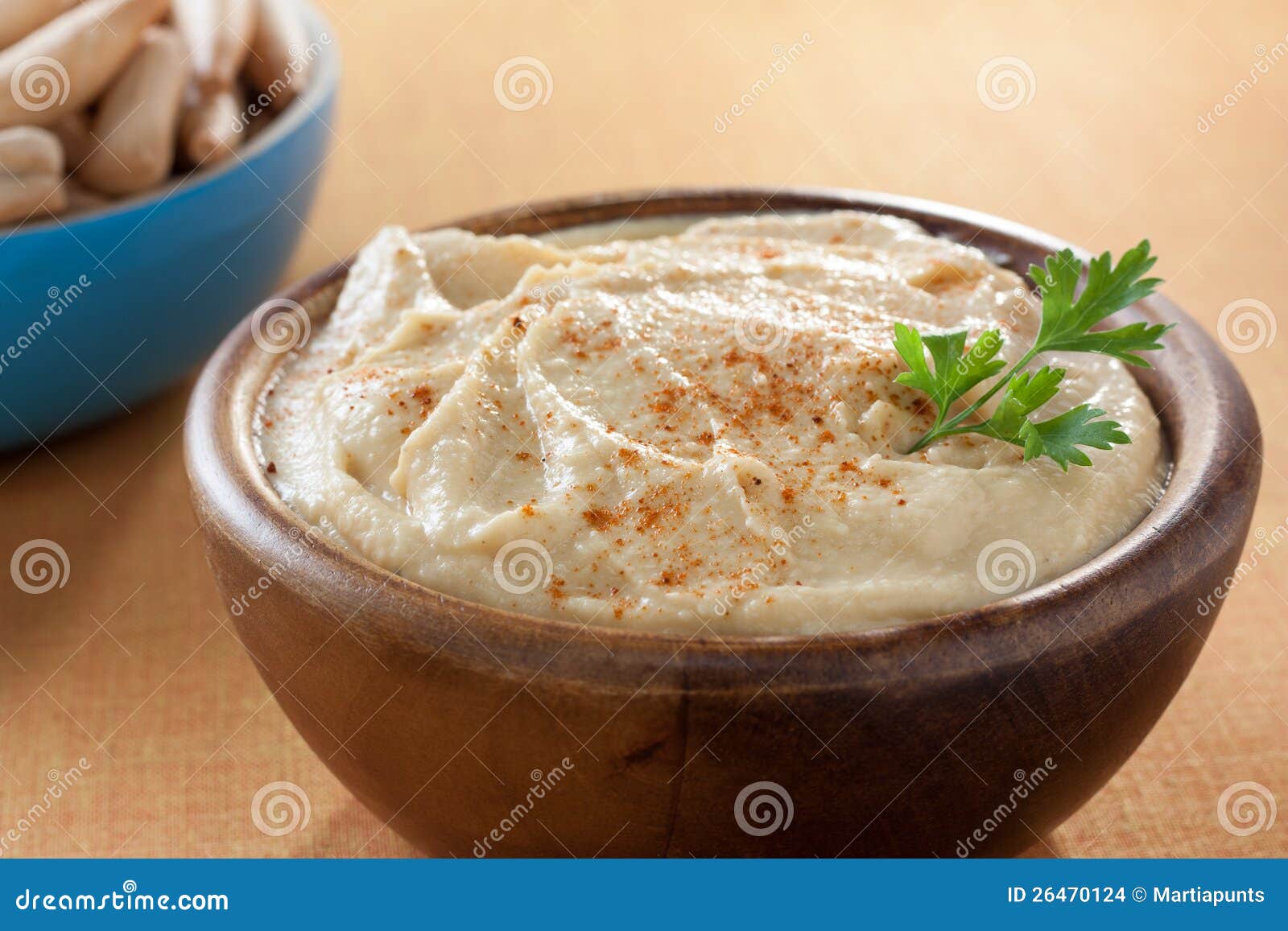 Bowl of Homemade Hummus with Breadsticks Stock Photo Image of creamy