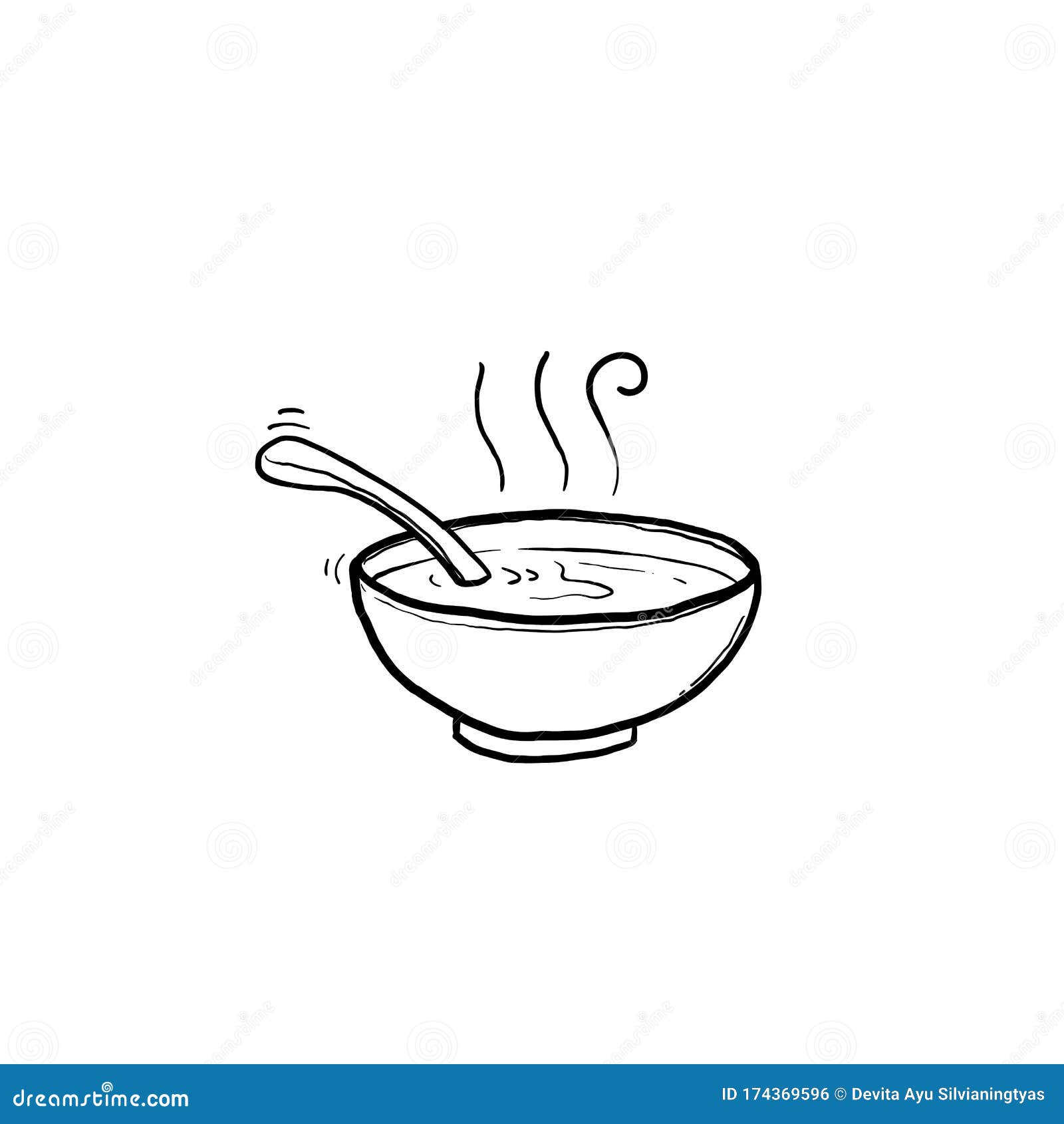 Bowl of Hot Soup Hand Drawn Doodle Icon. Miso Soup Vector Sketch ...