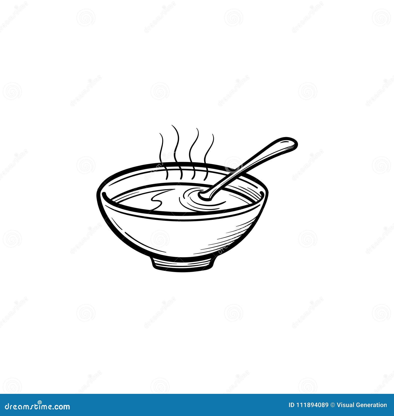 Bowl of Hot Soup Hand Drawn Sketch Icon. Stock Vector - Illustration of ...