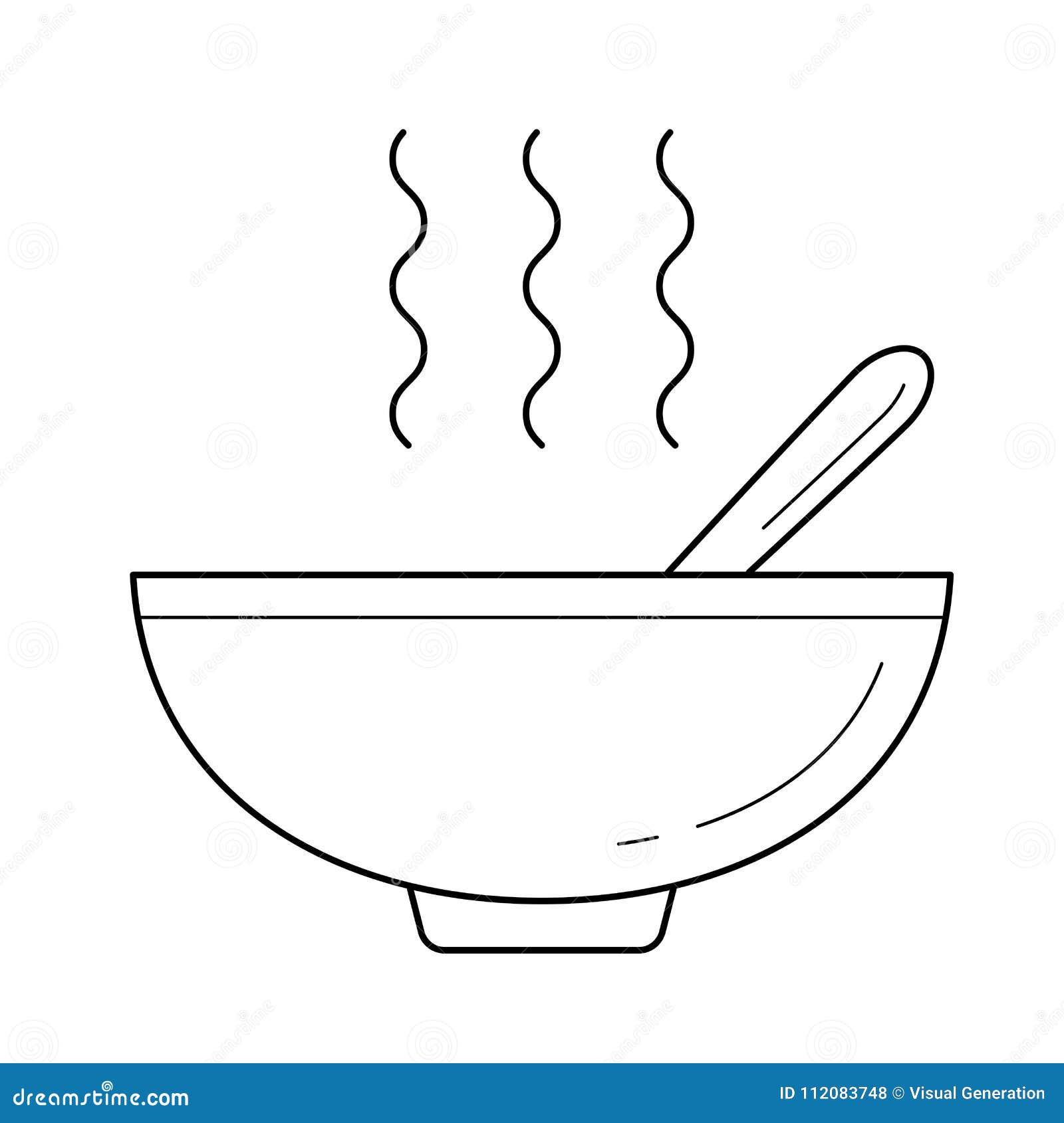 Bowl of Hot Soup Vector Line Icon. Stock Vector - Illustration of ...