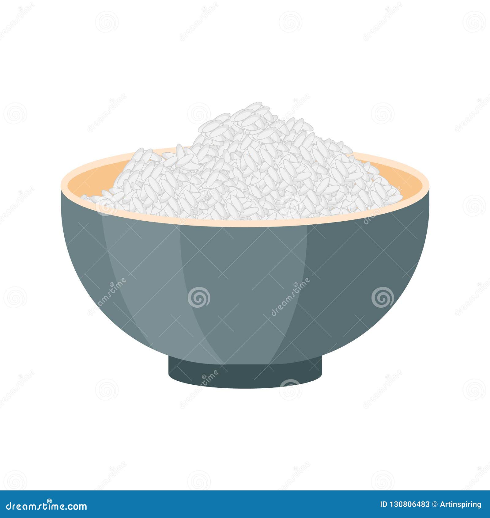 Bowl of a Hot Tasty White Rice Stock Vector - Illustration of dinner
