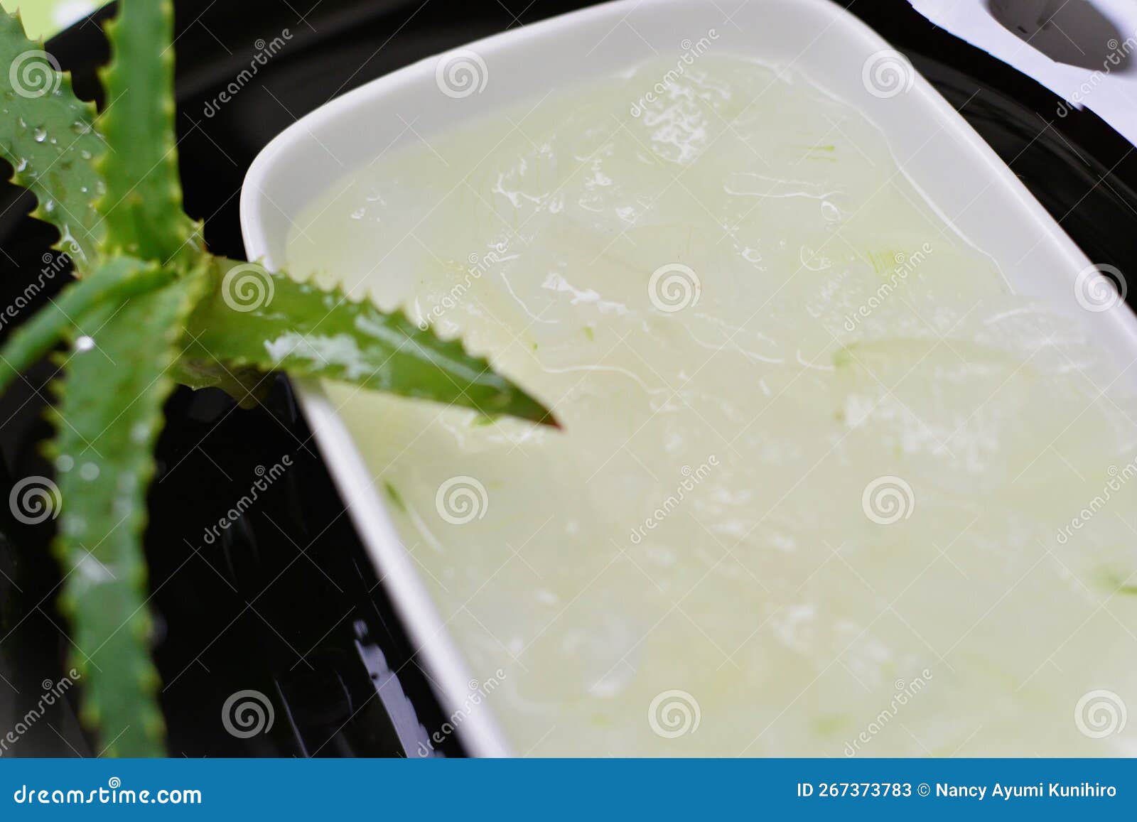 in the bowl the juice of the aloe vera