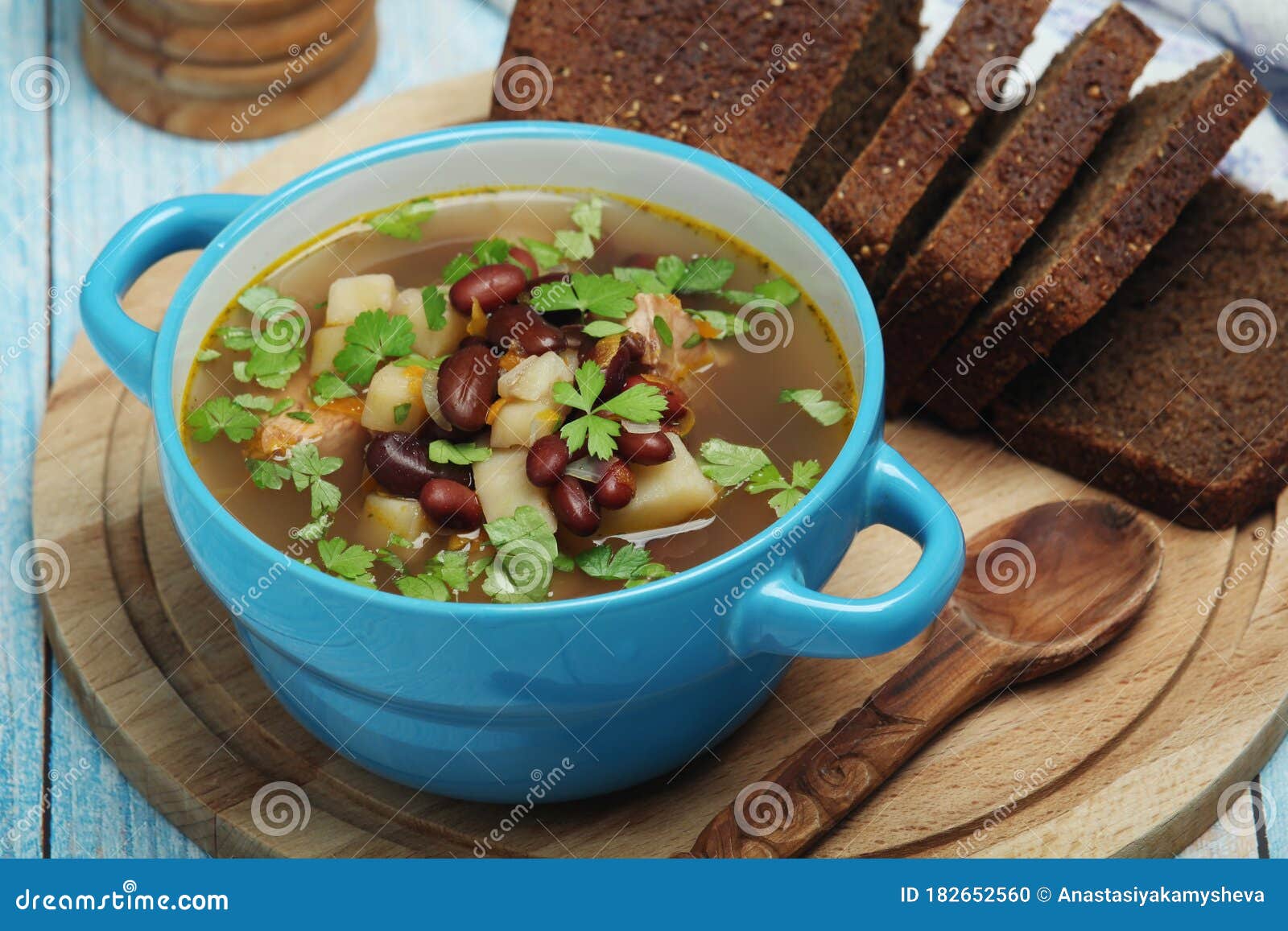 A Bowl with Kidney Bean Vegetable Soup Stock Photo Image of bean