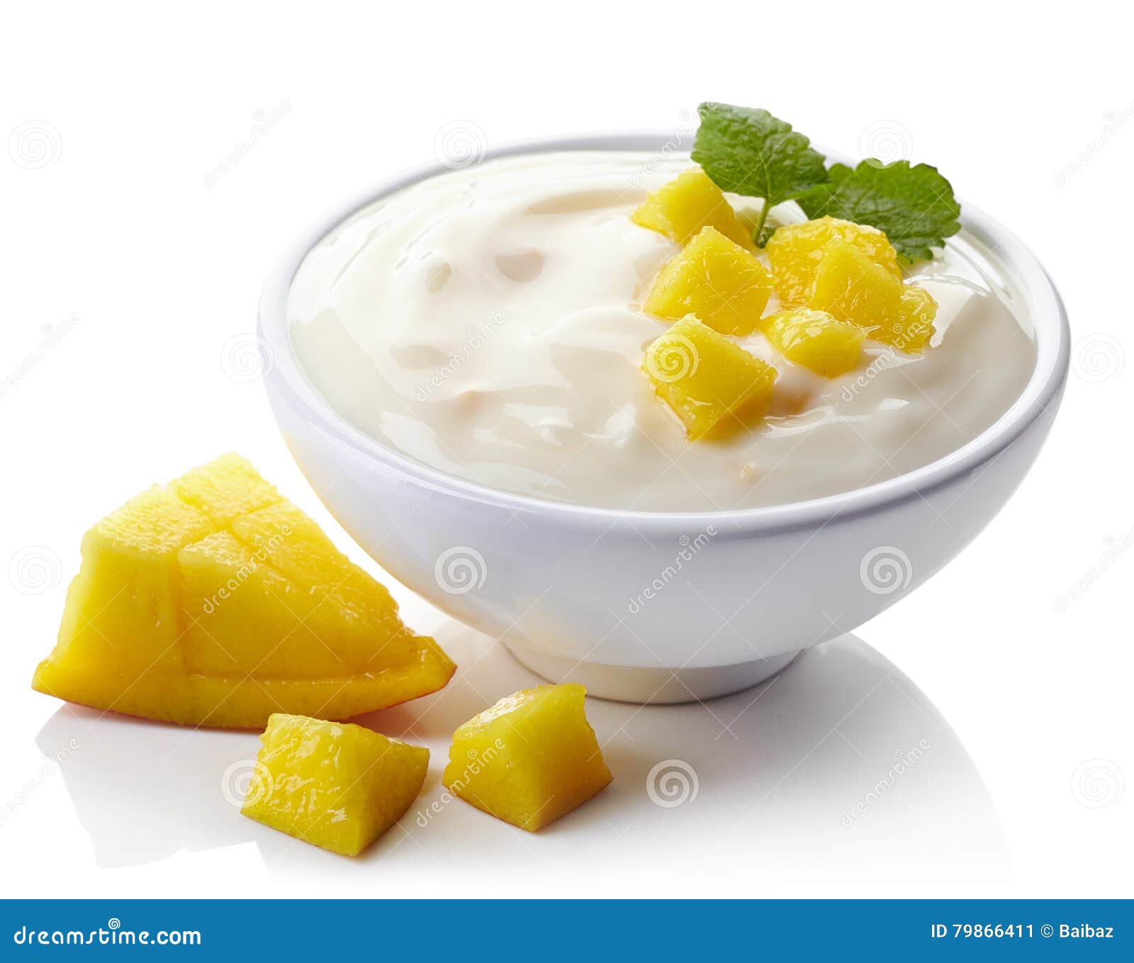 Bowl of mango yogurt stock image. Image of portion, delicate 79866411