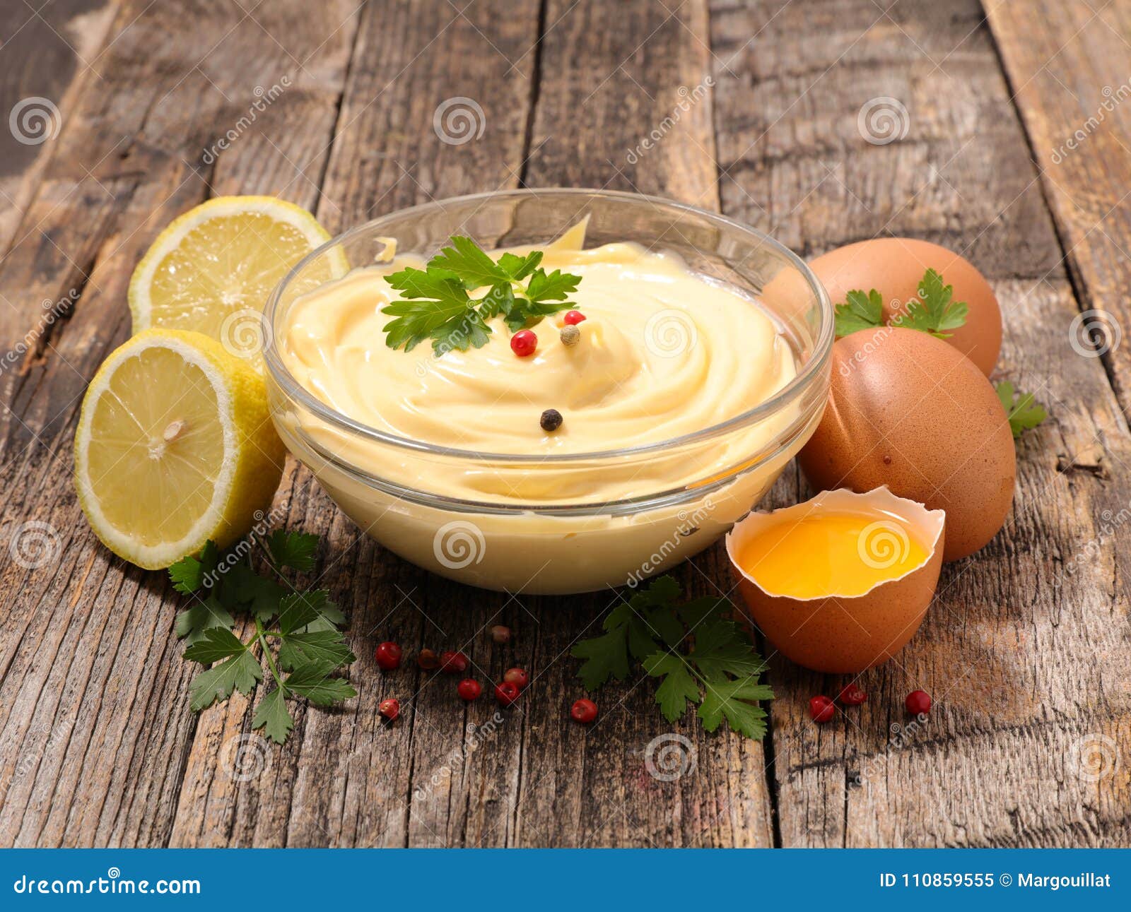 Bowl of mayonnaise stock image. Image of lemon, condiment 110859555