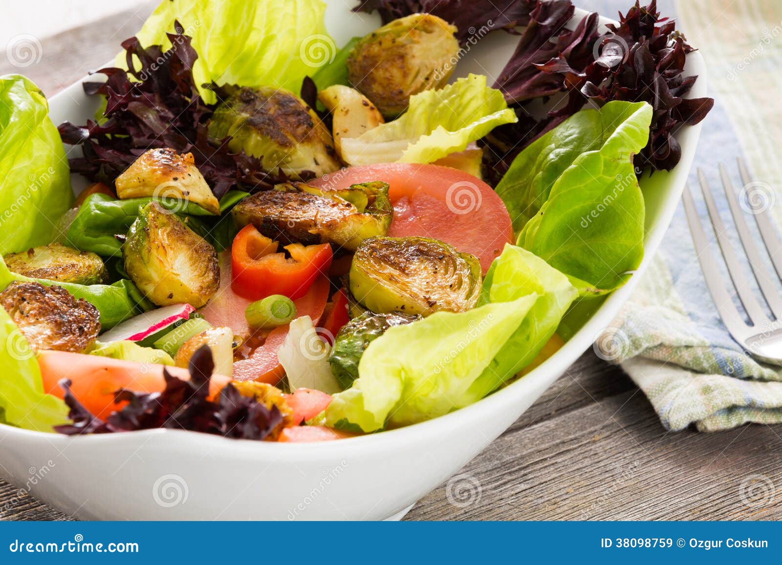 Bowl of Mixed Green Salad with Brussels Sprouts Stock Image - Image of ...