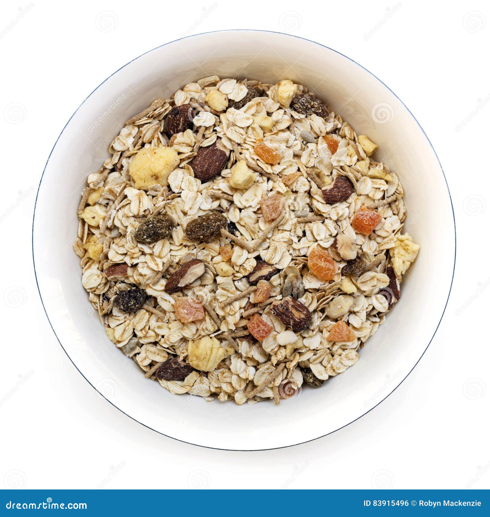 Bowl of Muesli Isolated on White Top View Stock Photo Image of