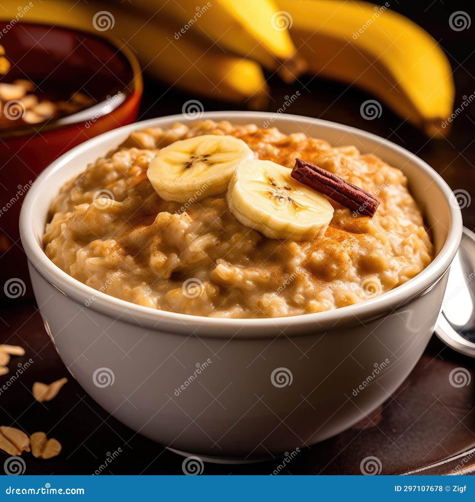 Bowl of Oatmeal with Bananas and Nuts Stock Illustration Illustration