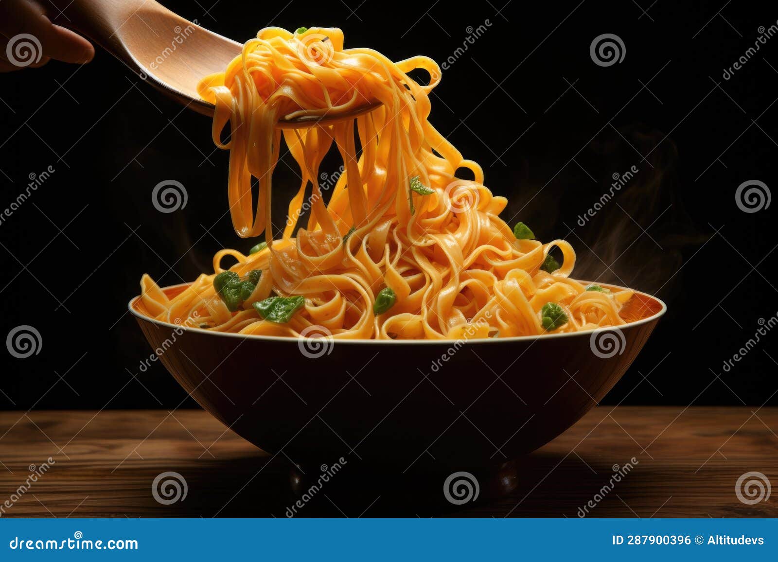 A Bowl of Pasta with Fork Twirling Noodles Stock Photo Image of