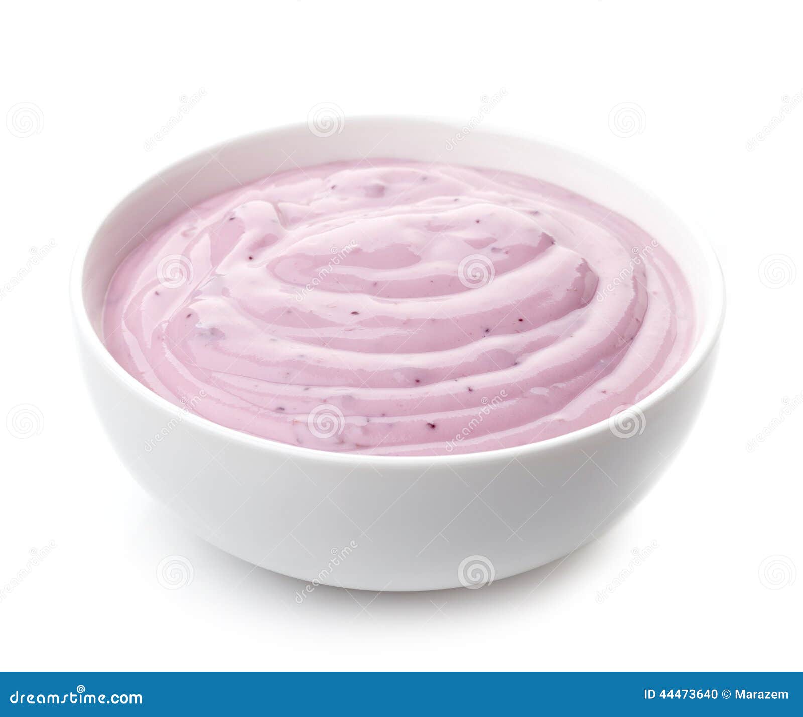 Bowl of Pink Blueberry Yogurt Stock Photo Image of table, product