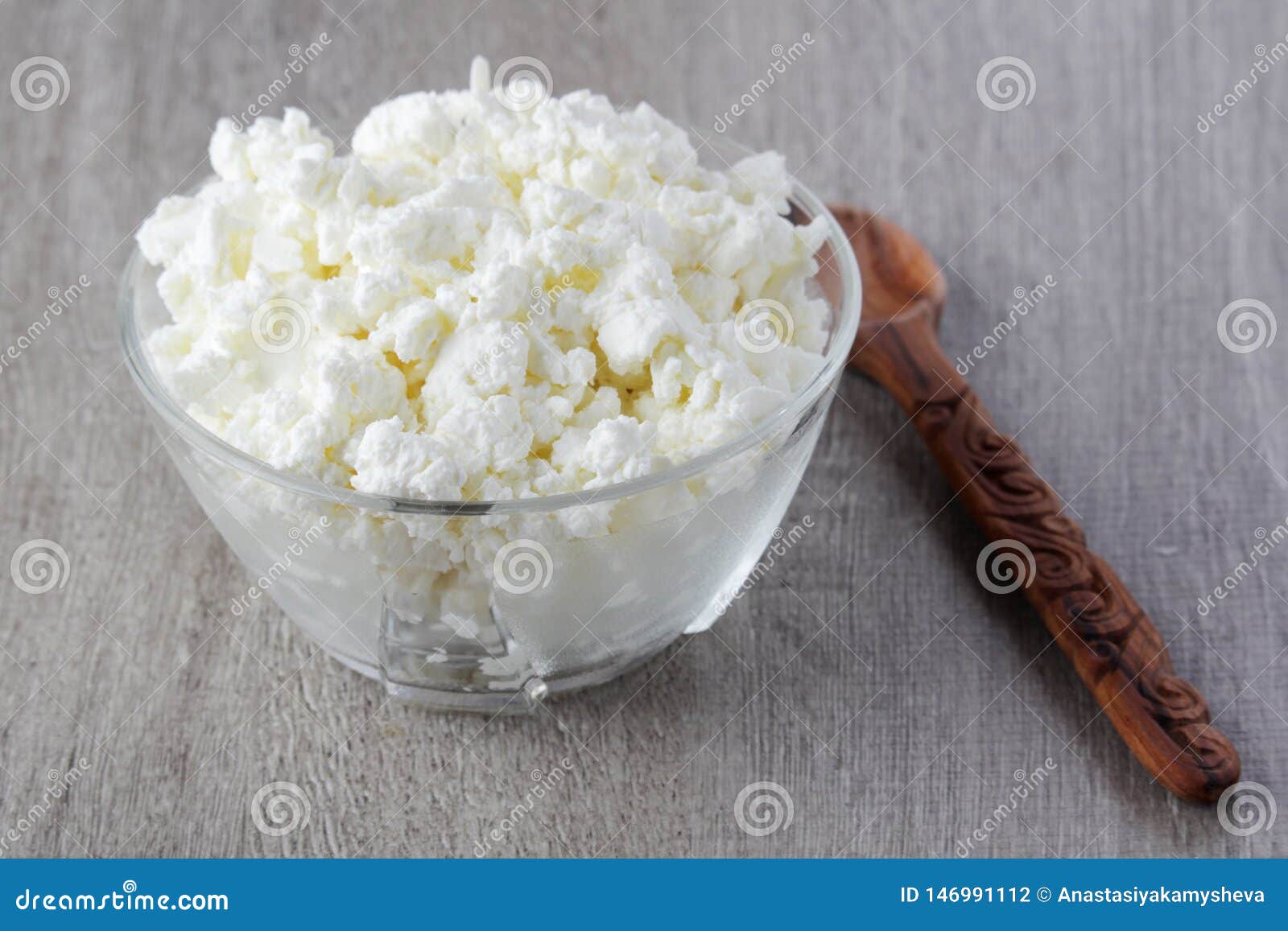 A Bowl With Plain Russian Cottage Cheese Called Tvorog Stock Photo