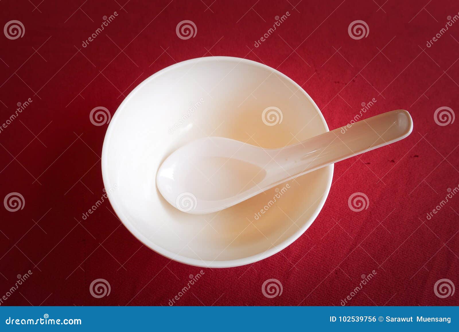 Bowl and plastic spoon stock photo. Image of isolated 102539756