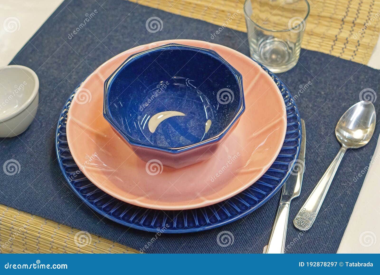 Bowl and plates stock image. Image of dining, spoon 192878297