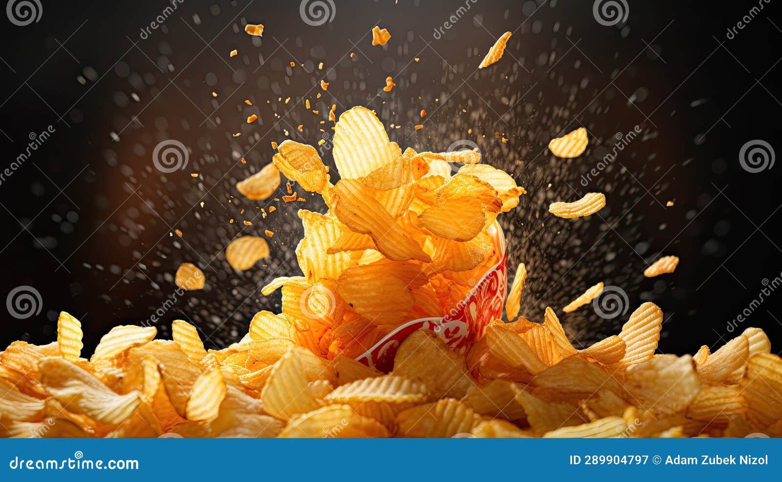 A Bowl of Potato Chips Falling Stock Illustration Illustration of
