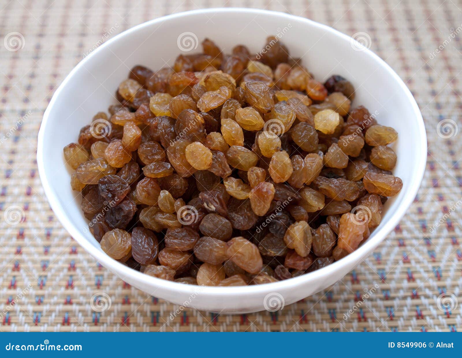 Bowl of raisins stock photo. Image of tablecloth, food - 8549906